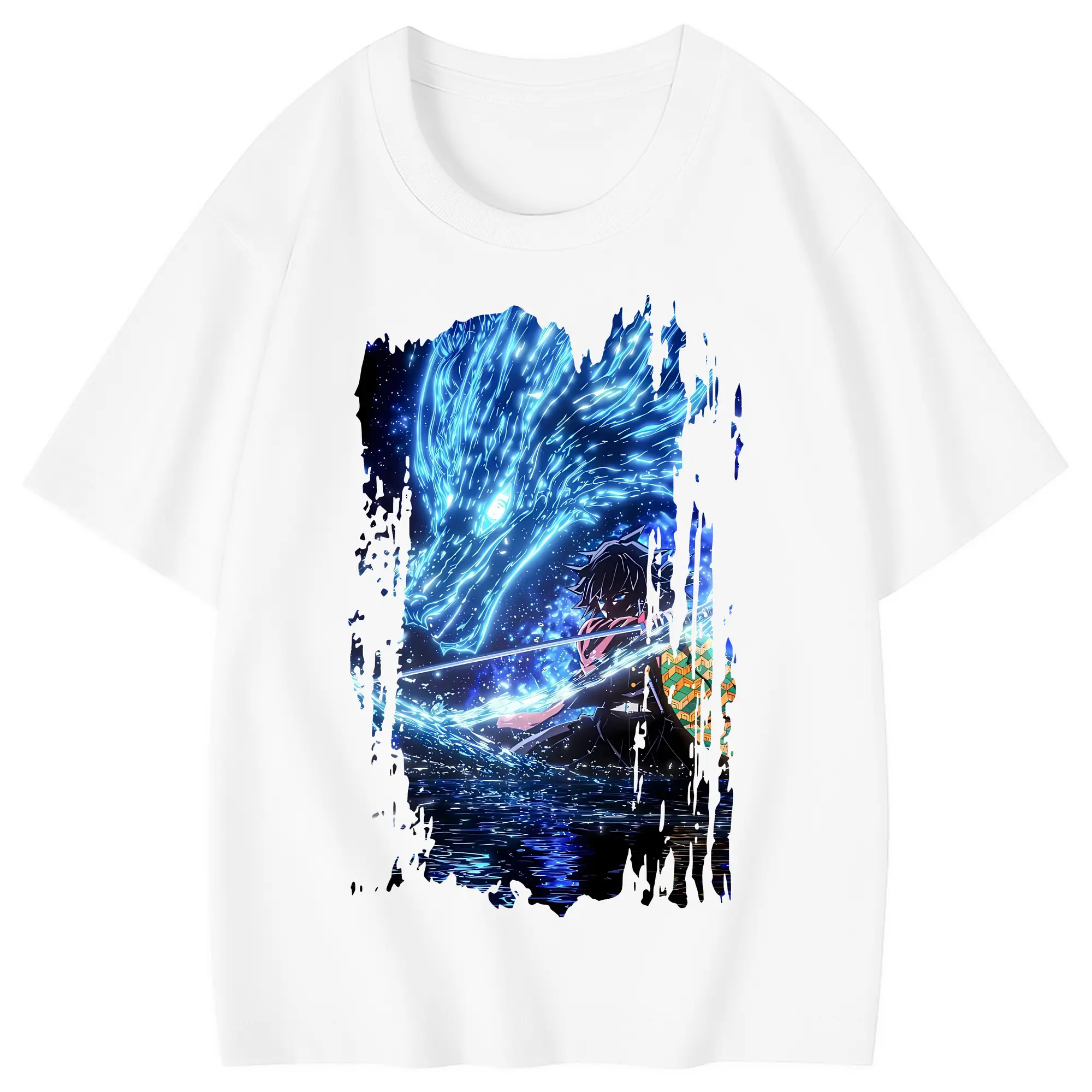 鬼滅の刃 グッズ,冨岡 義勇 - 綿100％ キッズTシャツ ・ フロントプリント ・ 快適 通気性 ・ スポーツ カジュアル 散歩用