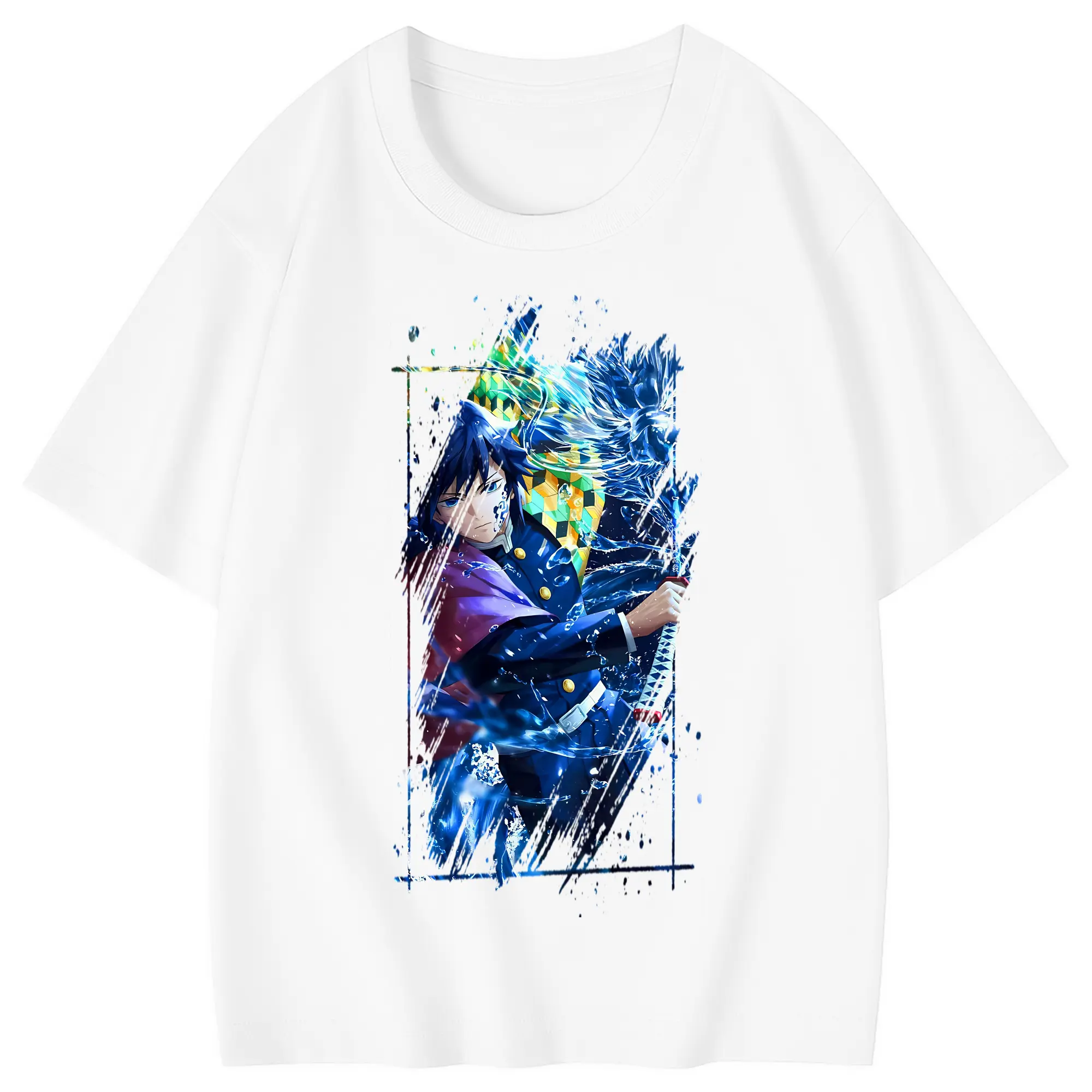 鬼滅の刃 グッズ,冨岡 義勇 - 綿100％ キッズTシャツ ・ フロントプリント ・ 快適 通気性 ・ スポーツ カジュアル 散歩用