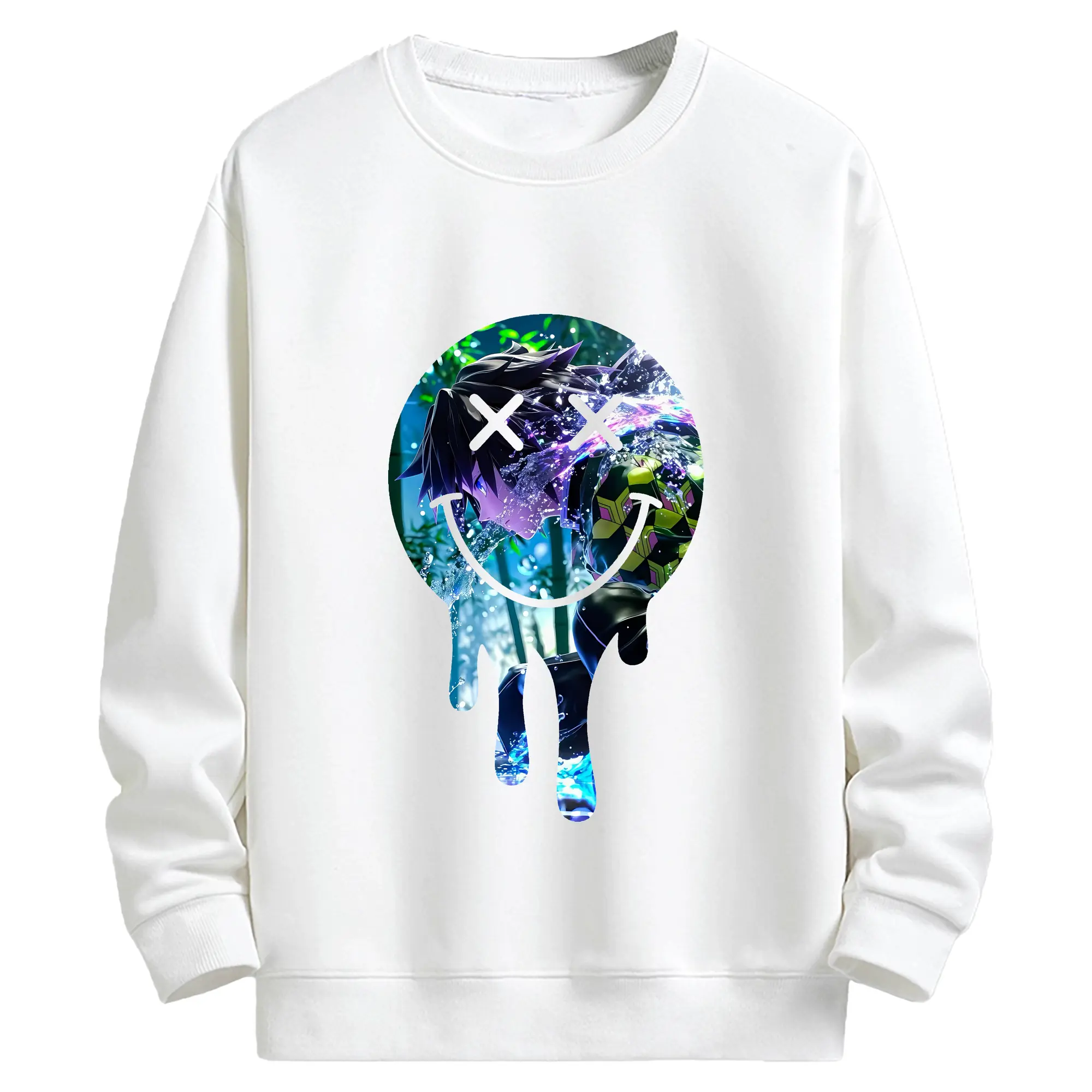 鬼滅の刃 グッズ,冨岡 義勇 - 高品質 クルーネック スウェット ・ コットン59％ ポリエステル41％ ・ ユニセックス 長袖 トレーナー ・ カジュアル デイリー スポーツ 散歩用