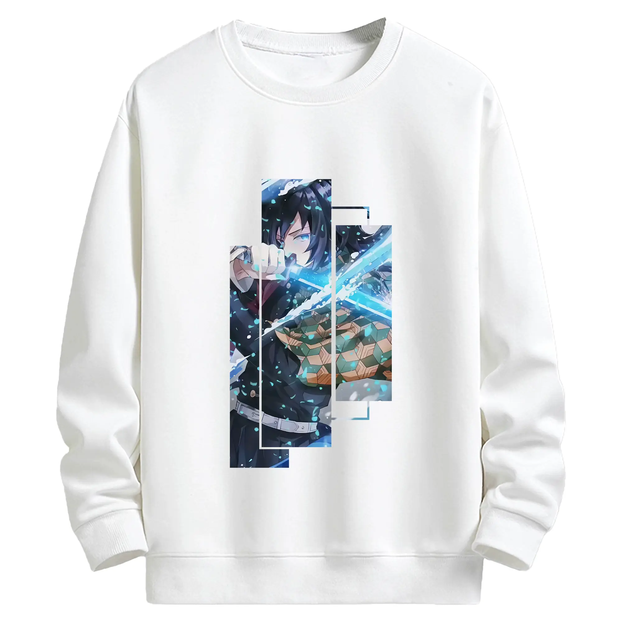 鬼滅の刃 グッズ,冨岡 義勇 - 高品質 クルーネック スウェット ・ コットン59％ ポリエステル41％ ・ ユニセックス 長袖 トレーナー ・ カジュアル デイリー スポーツ 散歩用