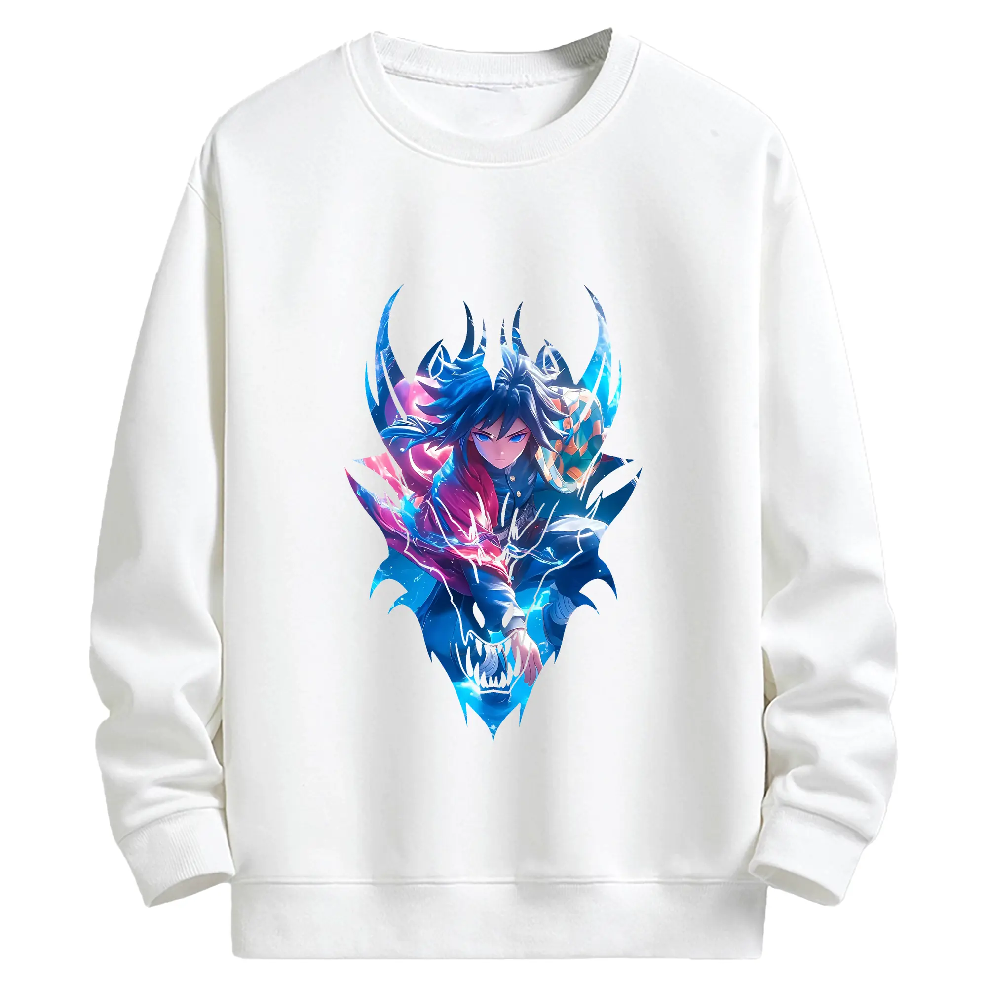 鬼滅の刃 グッズ,冨岡 義勇 - 高品質 クルーネック スウェット ・ コットン59％ ポリエステル41％ ・ ユニセックス 長袖 トレーナー ・ カジュアル デイリー スポーツ 散歩用