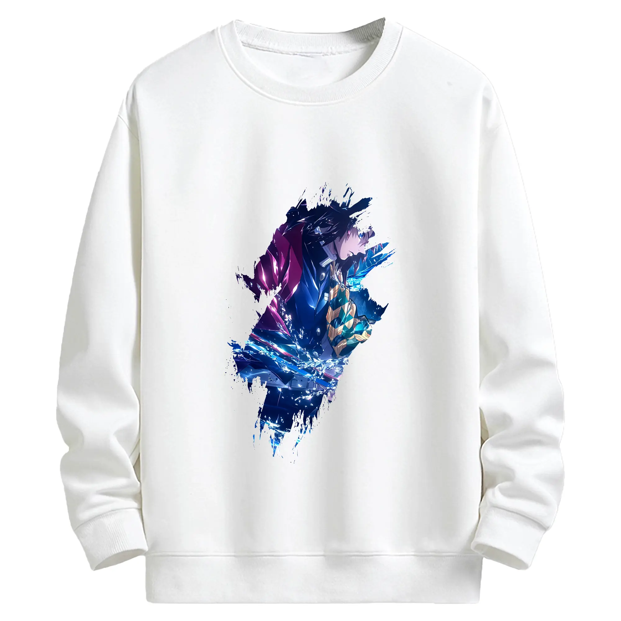 鬼滅の刃 グッズ,冨岡 義勇 - 高品質 クルーネック スウェット ・ コットン59％ ポリエステル41％ ・ ユニセックス 長袖 トレーナー ・ カジュアル デイリー スポーツ 散歩用