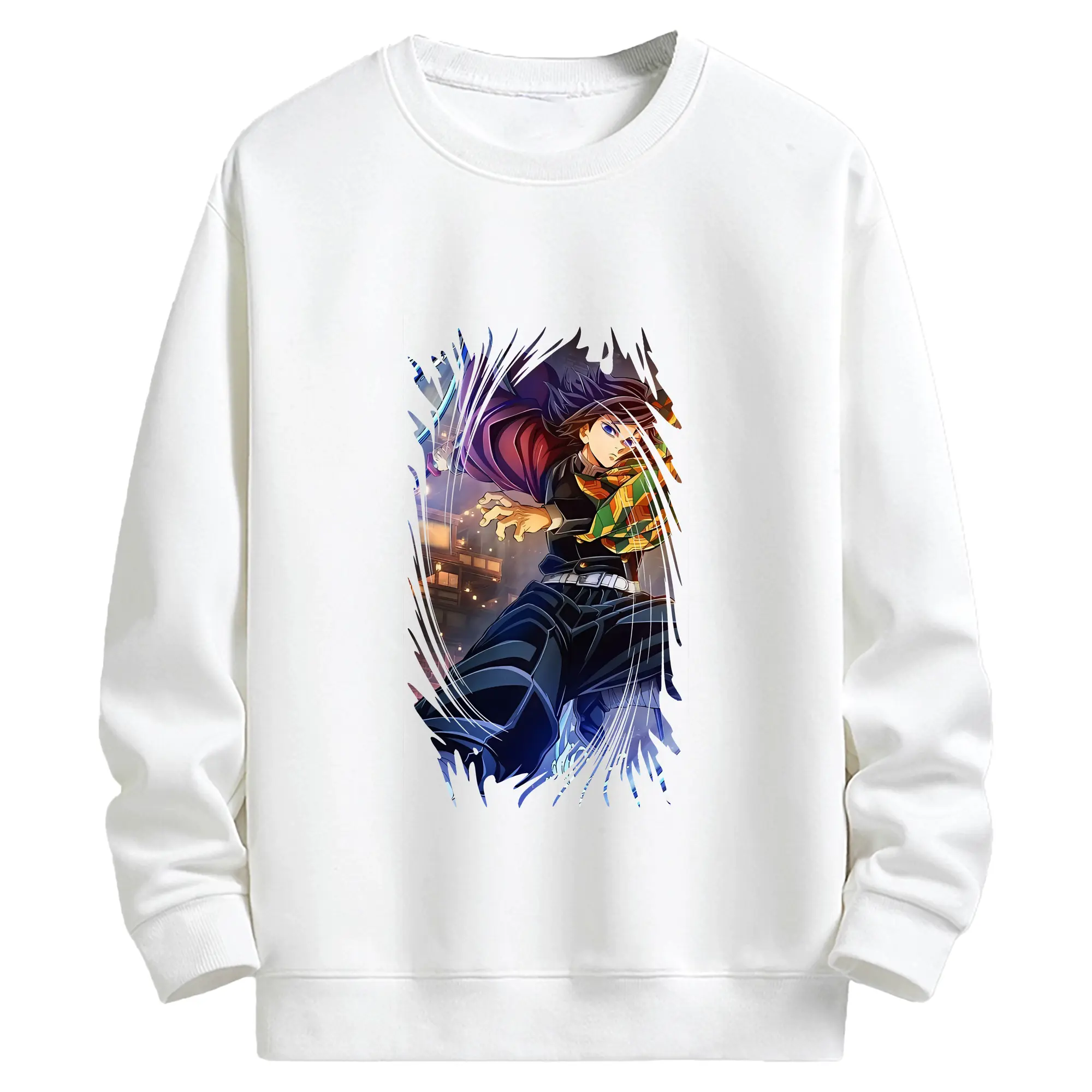 鬼滅の刃 グッズ,冨岡 義勇 - 高品質 クルーネック スウェット ・ コットン59％ ポリエステル41％ ・ ユニセックス 長袖 トレーナー ・ カジュアル デイリー スポーツ 散歩用