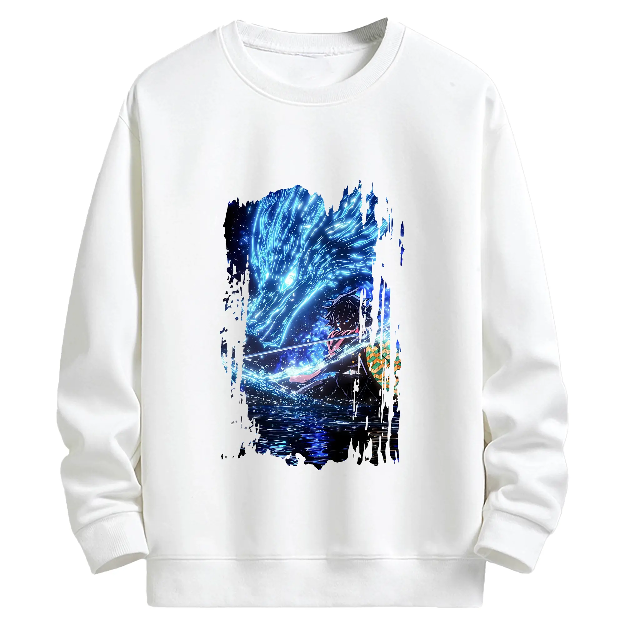 鬼滅の刃 グッズ,冨岡 義勇 - 高品質 クルーネック スウェット ・ コットン59％ ポリエステル41％ ・ ユニセックス 長袖 トレーナー ・ カジュアル デイリー スポーツ 散歩用