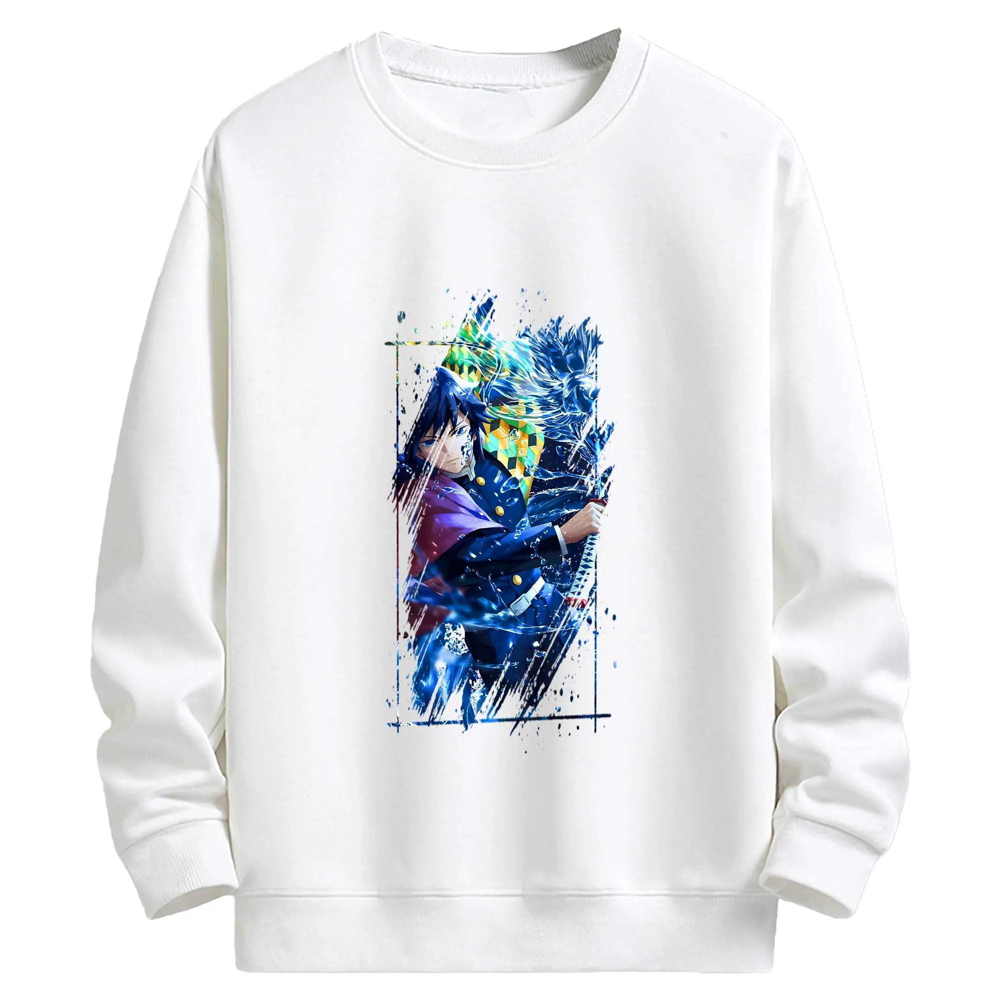 鬼滅の刃 グッズ,冨岡 義勇 - 高品質 クルーネック スウェット ・ コットン59％ ポリエステル41％ ・ ユニセックス 長袖 トレーナー ・ カジュアル デイリー スポーツ 散歩用