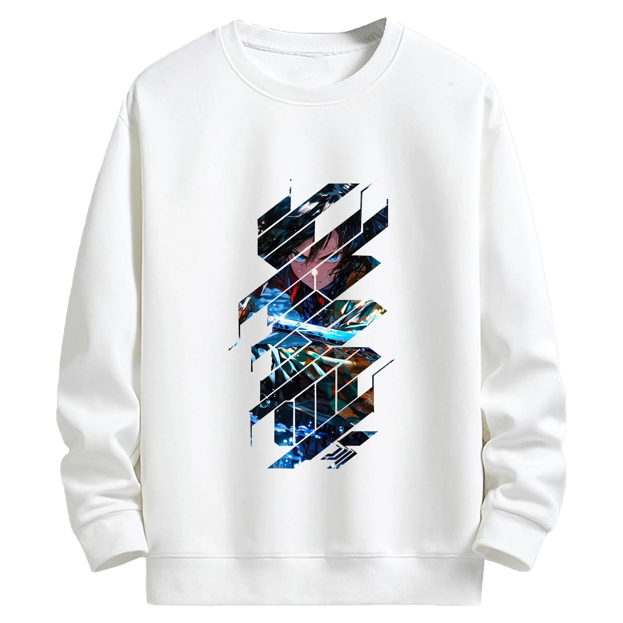 鬼滅の刃 グッズ,冨岡 義勇 - 高品質 クルーネック スウェット ・ コットン59％ ポリエステル41％ ・ ユニセックス 長袖 トレーナー ・ カジュアル デイリー スポーツ 散歩用