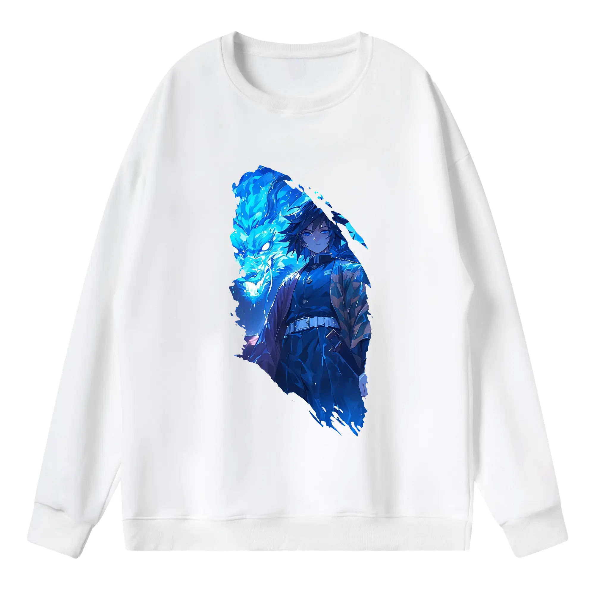 鬼滅の刃 グッズ,冨岡 義勇 - 薄手 クルーネック スウェット 裏毛260g · ポリエステル 春秋向け カジュアル 男女兼用 · トレーナー デイリー スポーツ 散歩に最適