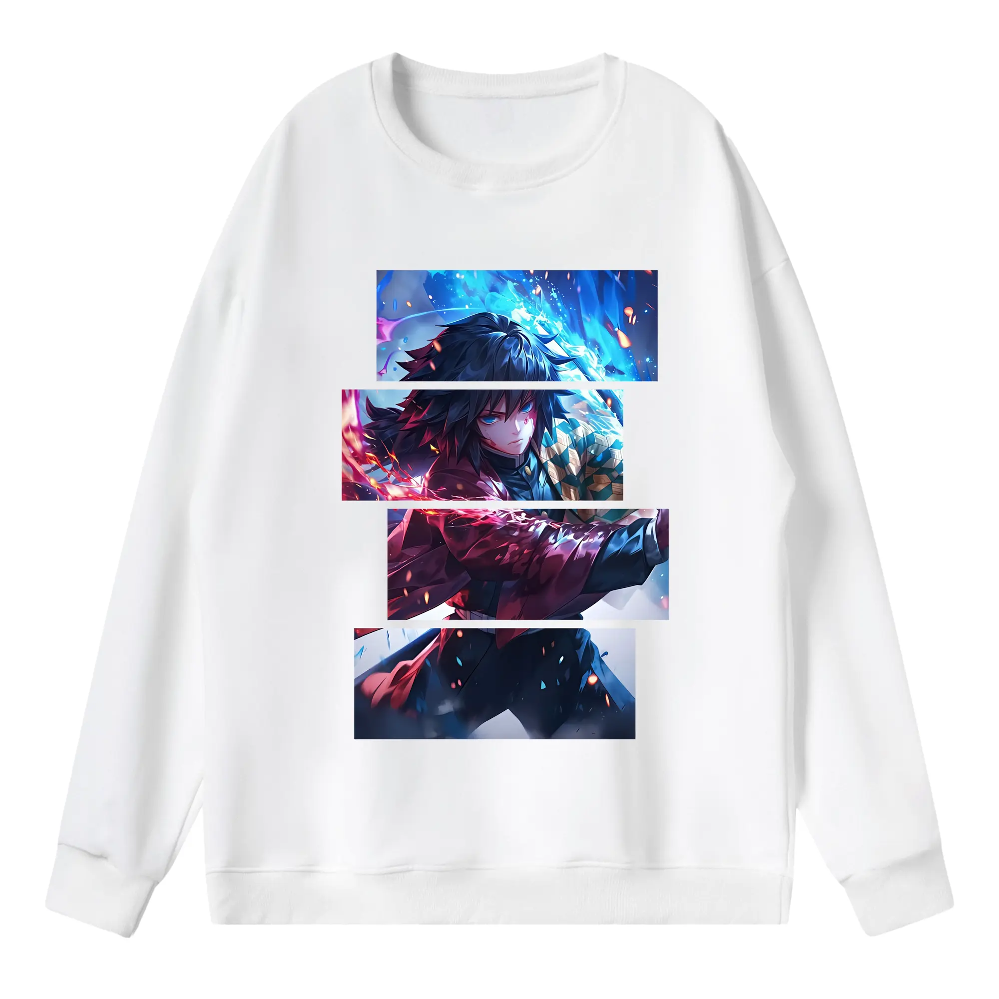 鬼滅の刃 グッズ,冨岡 義勇 - 薄手 クルーネック スウェット 裏毛260g · ポリエステル 春秋向け カジュアル 男女兼用 · トレーナー デイリー スポーツ 散歩に最適