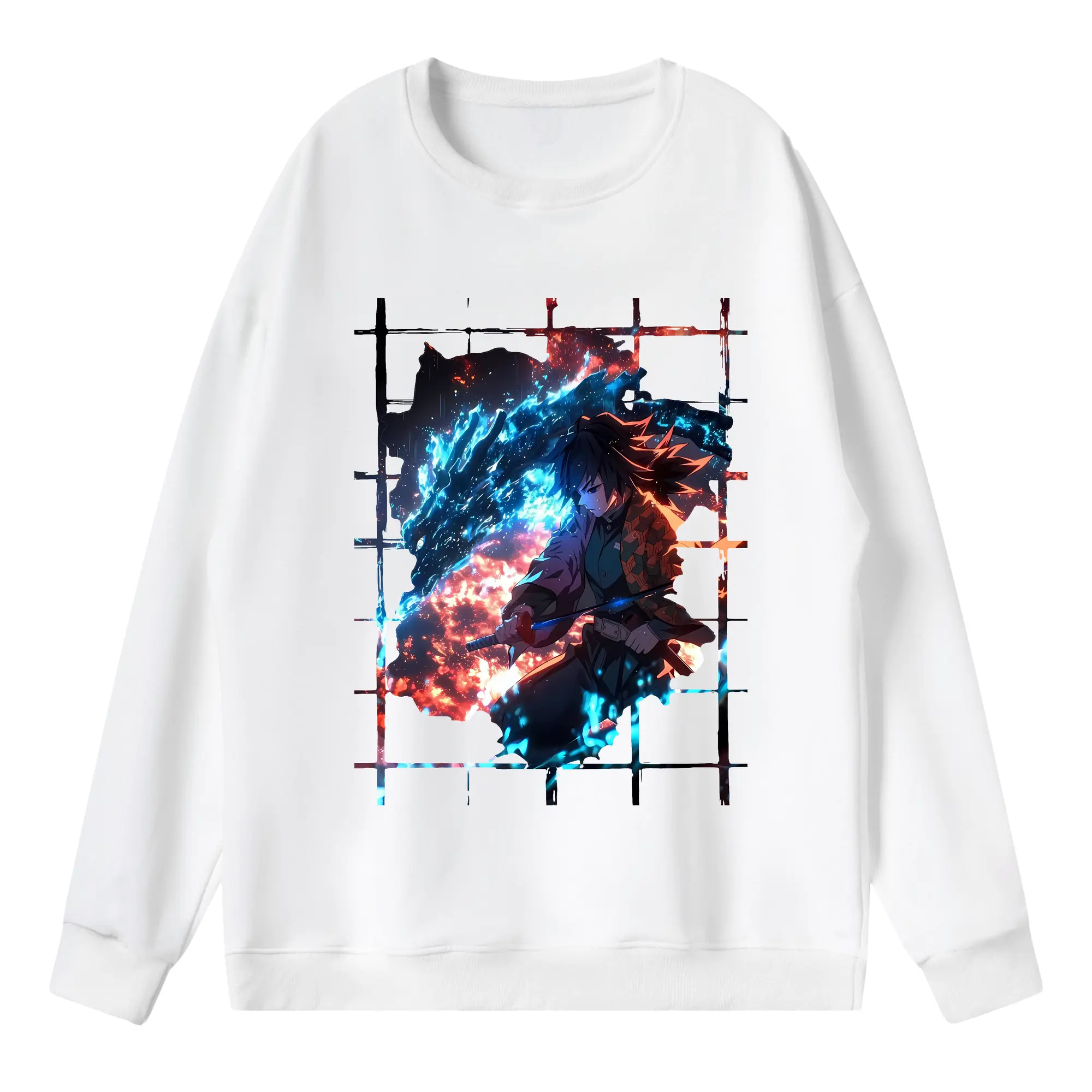 鬼滅の刃 グッズ,冨岡 義勇 - 薄手 クルーネック スウェット 裏毛260g · ポリエステル 春秋向け カジュアル 男女兼用 · トレーナー デイリー スポーツ 散歩に最適