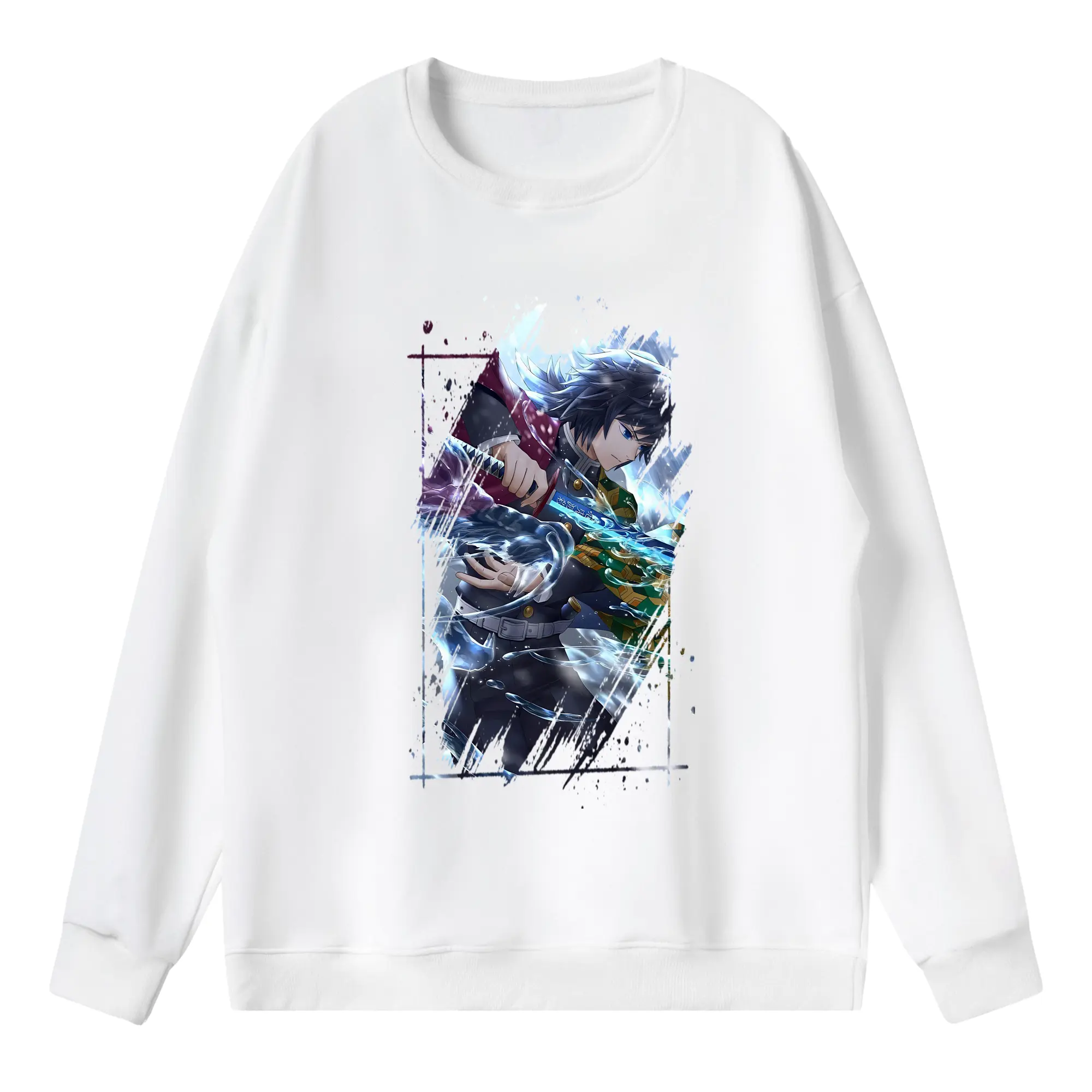 鬼滅の刃 グッズ,冨岡 義勇 - 薄手 クルーネック スウェット 裏毛260g · ポリエステル 春秋向け カジュアル 男女兼用 · トレーナー デイリー スポーツ 散歩に最適