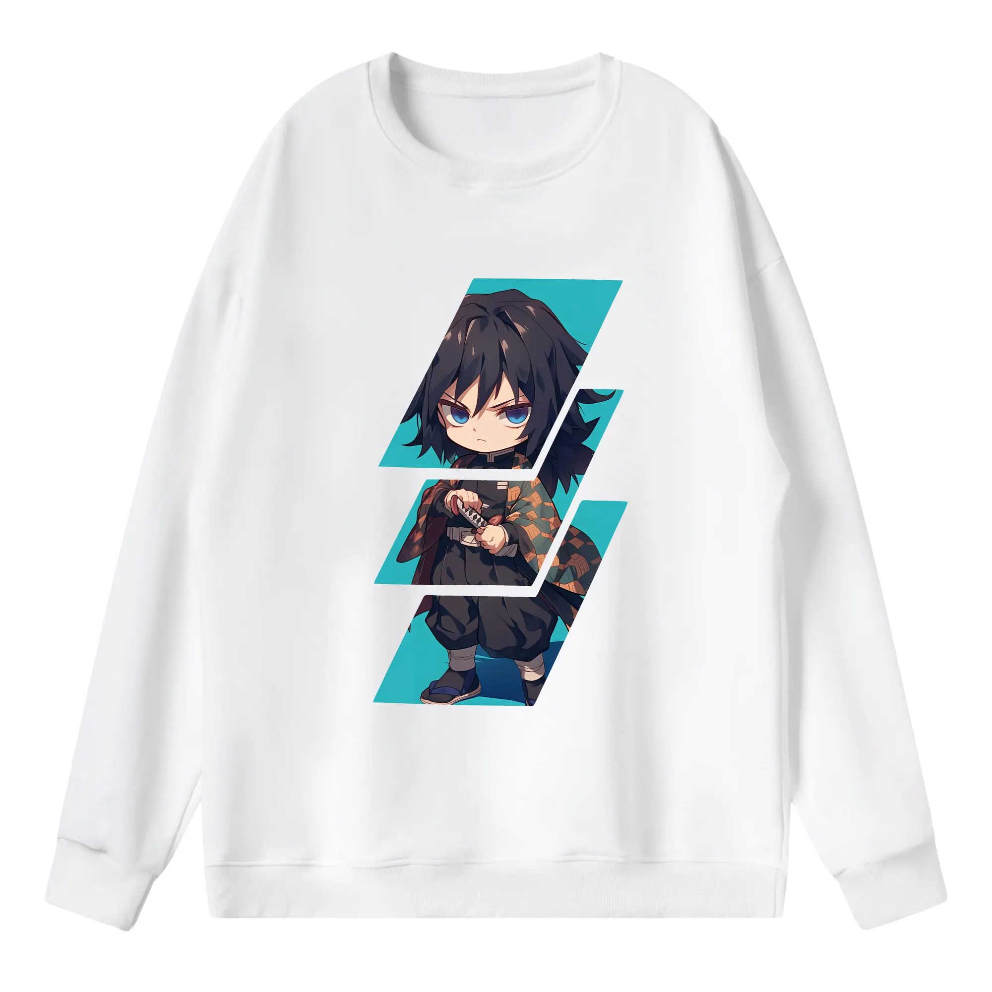 鬼滅の刃 グッズ,冨岡 義勇 - 薄手 クルーネック スウェット 裏毛260g · ポリエステル 春秋向け カジュアル 男女兼用 · トレーナー デイリー スポーツ 散歩に最適