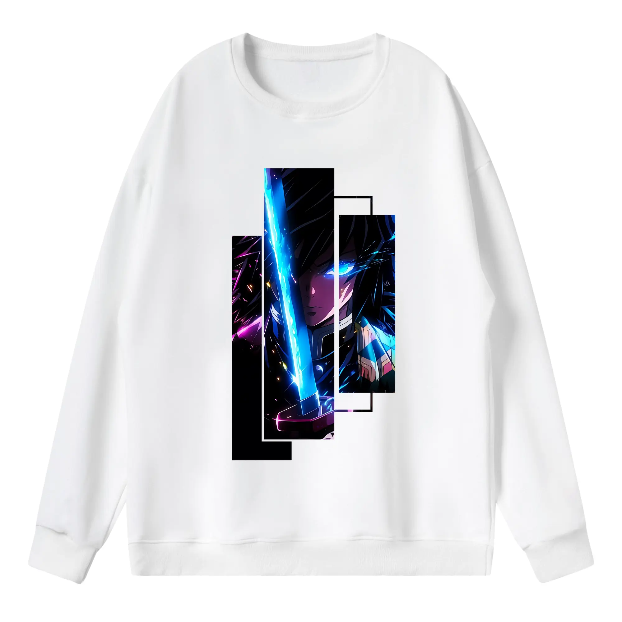 鬼滅の刃 グッズ,冨岡 義勇 - 薄手 クルーネック スウェット 裏毛260g · ポリエステル 春秋向け カジュアル 男女兼用 · トレーナー デイリー スポーツ 散歩に最適