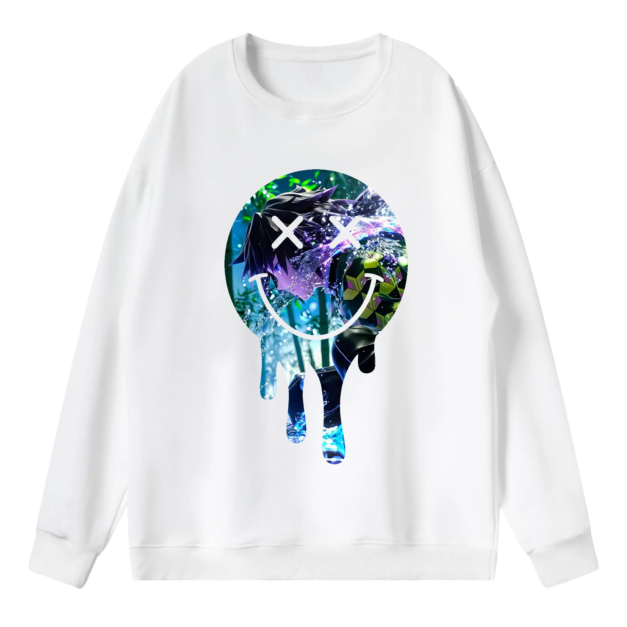 鬼滅の刃 グッズ,冨岡 義勇 - 薄手 クルーネック スウェット 裏毛260g · ポリエステル 春秋向け カジュアル 男女兼用 · トレーナー デイリー スポーツ 散歩に最適