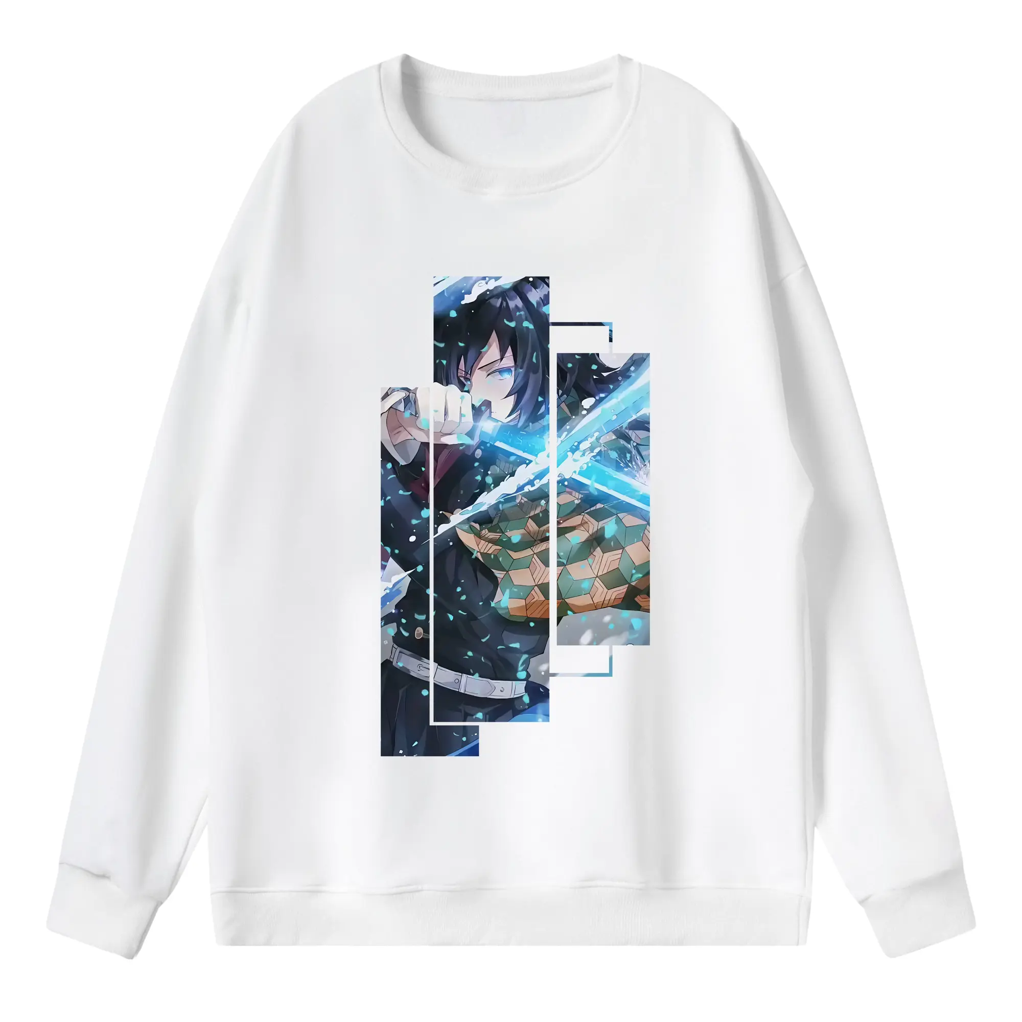 鬼滅の刃 グッズ,冨岡 義勇 - 薄手 クルーネック スウェット 裏毛260g · ポリエステル 春秋向け カジュアル 男女兼用 · トレーナー デイリー スポーツ 散歩に最適