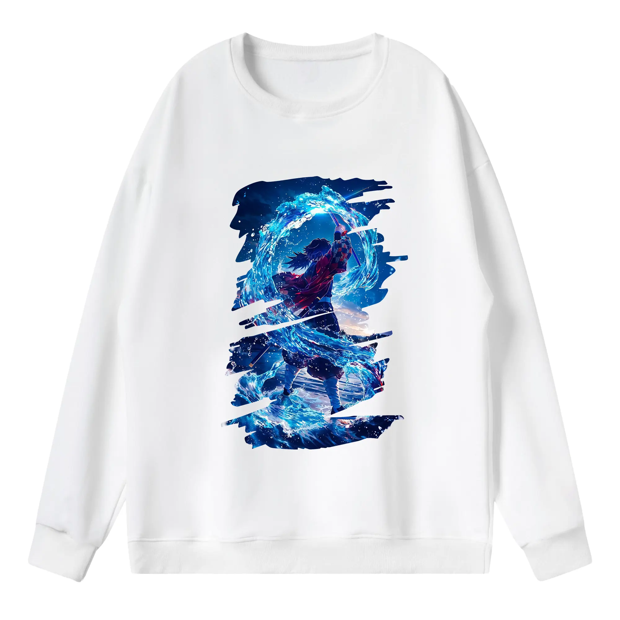 鬼滅の刃 グッズ,冨岡 義勇 - 薄手 クルーネック スウェット 裏毛260g · ポリエステル 春秋向け カジュアル 男女兼用 · トレーナー デイリー スポーツ 散歩に最適