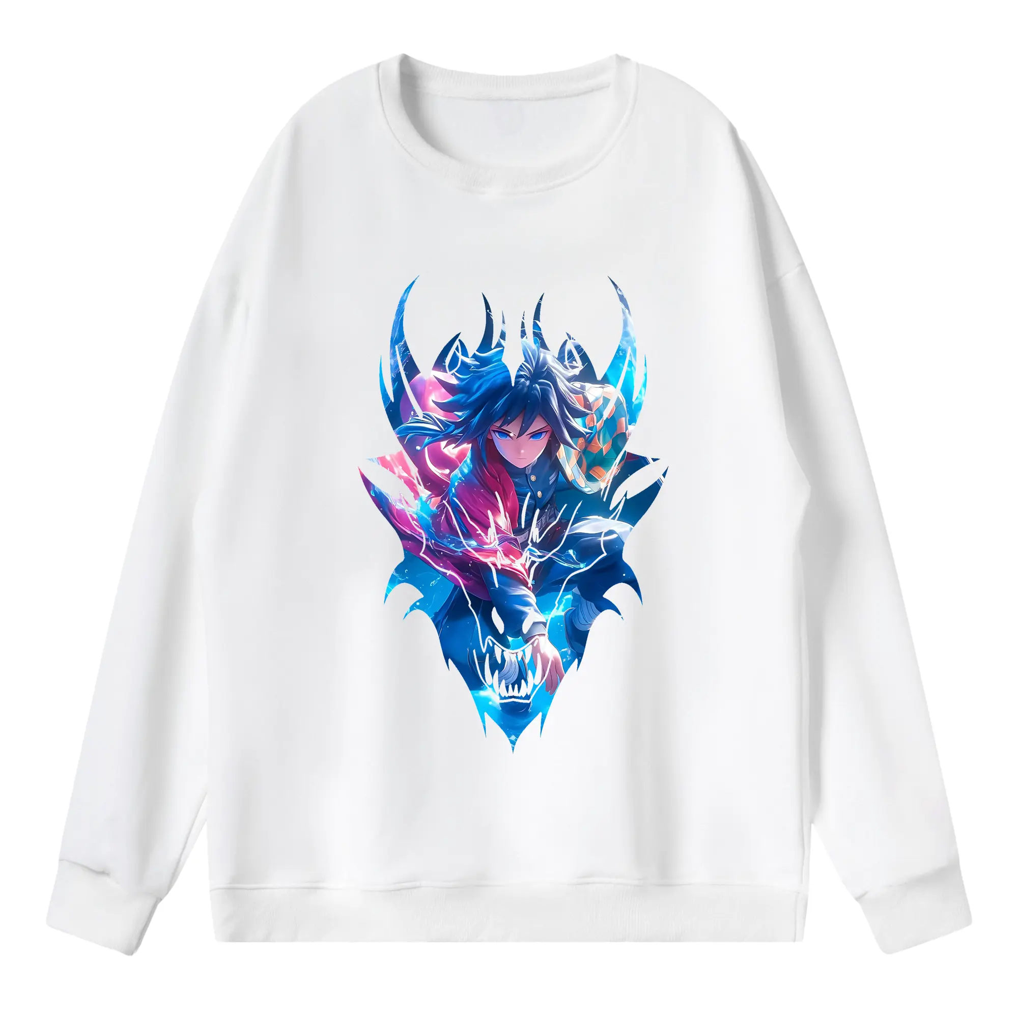 鬼滅の刃 グッズ,冨岡 義勇 - 薄手 クルーネック スウェット 裏毛260g · ポリエステル 春秋向け カジュアル 男女兼用 · トレーナー デイリー スポーツ 散歩に最適