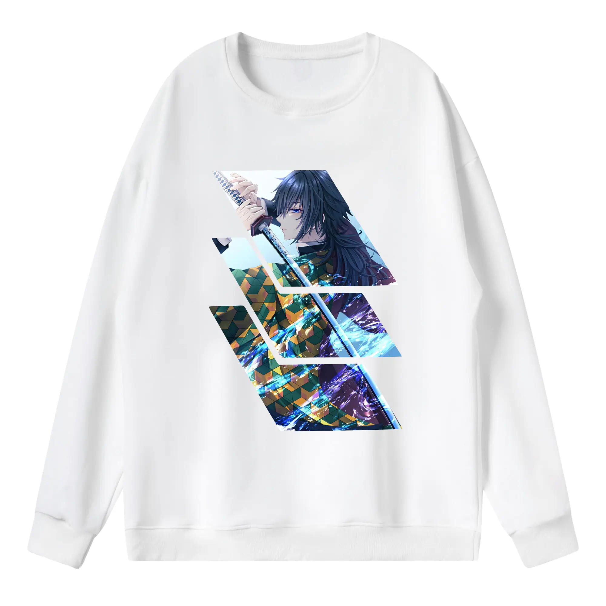 鬼滅の刃 グッズ,冨岡 義勇 - 薄手 クルーネック スウェット 裏毛260g · ポリエステル 春秋向け カジュアル 男女兼用 · トレーナー デイリー スポーツ 散歩に最適