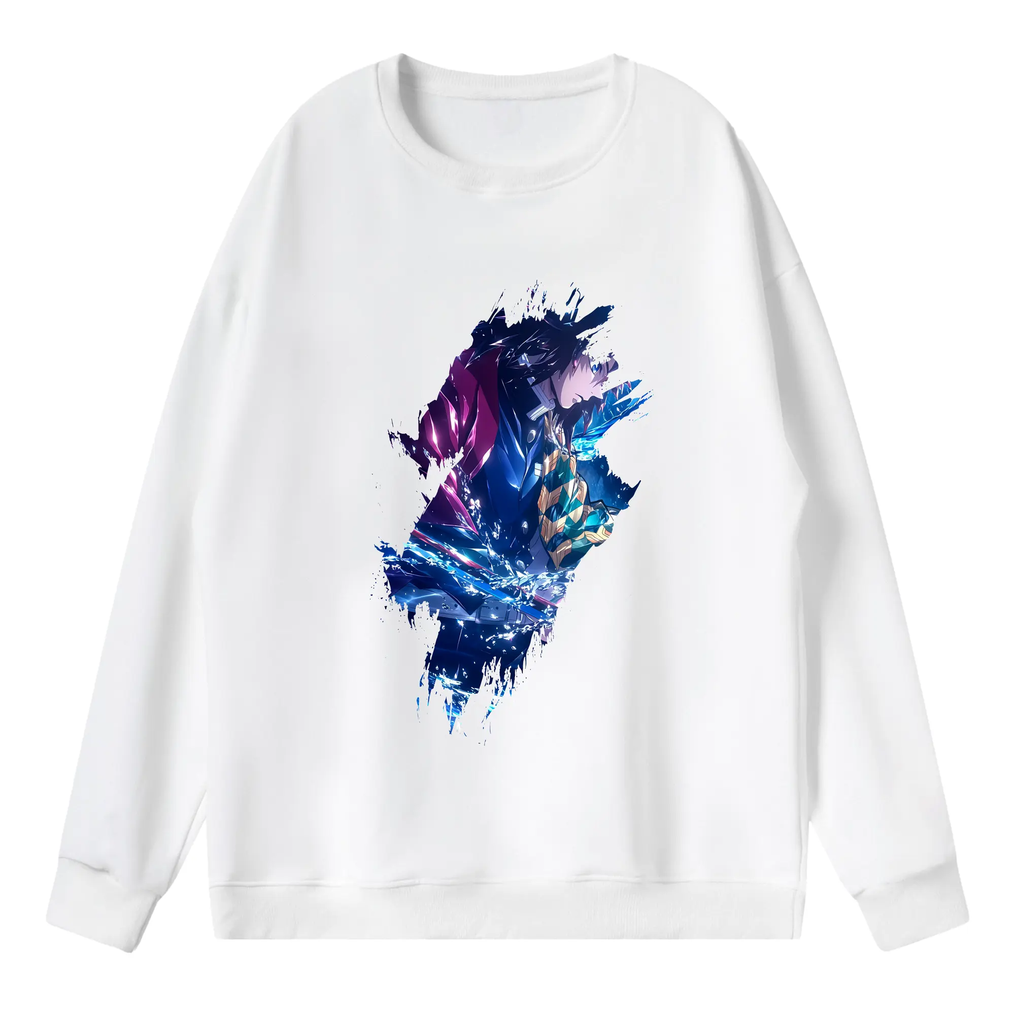 鬼滅の刃 グッズ,冨岡 義勇 - 薄手 クルーネック スウェット 裏毛260g · ポリエステル 春秋向け カジュアル 男女兼用 · トレーナー デイリー スポーツ 散歩に最適