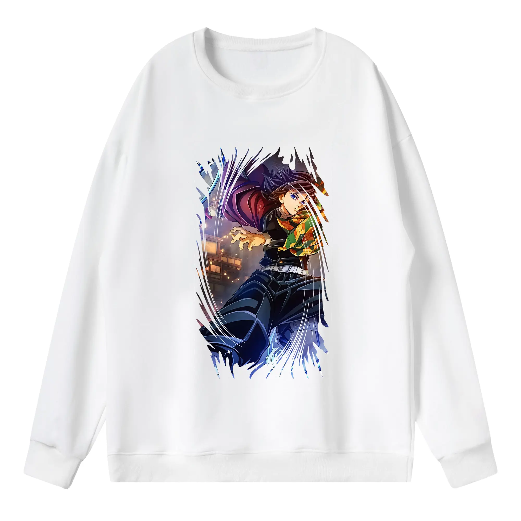 鬼滅の刃 グッズ,冨岡 義勇 - 薄手 クルーネック スウェット 裏毛260g · ポリエステル 春秋向け カジュアル 男女兼用 · トレーナー デイリー スポーツ 散歩に最適