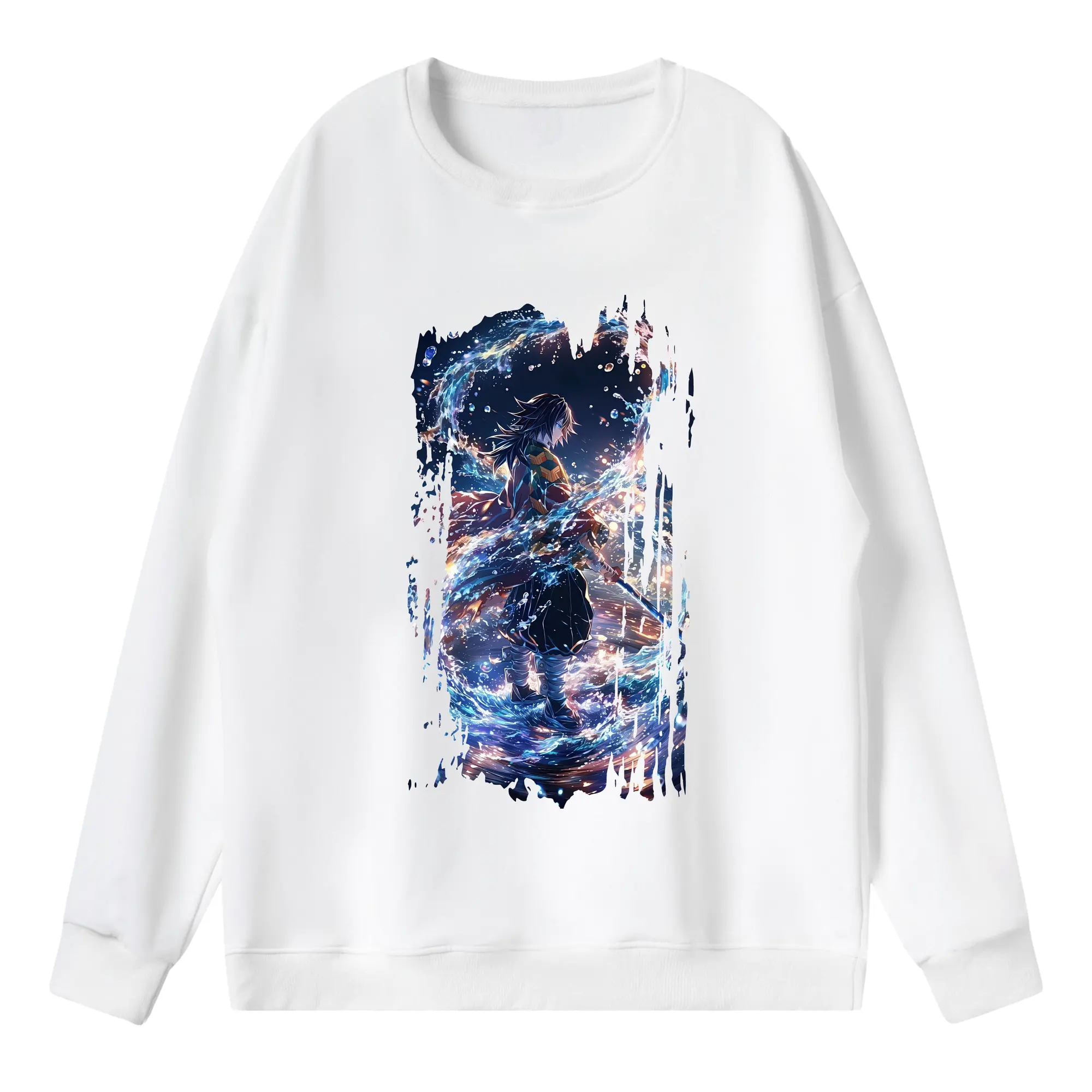 鬼滅の刃 グッズ,冨岡 義勇 - 薄手 クルーネック スウェット 裏毛260g · ポリエステル 春秋向け カジュアル 男女兼用 · トレーナー デイリー スポーツ 散歩に最適