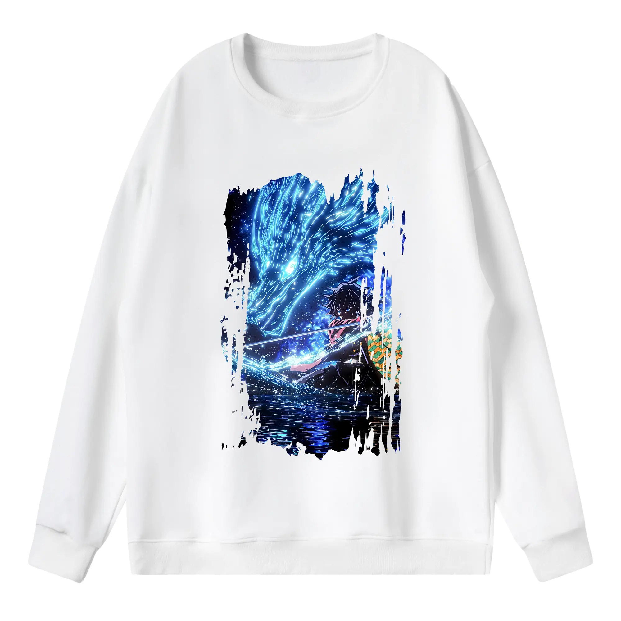 鬼滅の刃 グッズ,冨岡 義勇 - 薄手 クルーネック スウェット 裏毛260g · ポリエステル 春秋向け カジュアル 男女兼用 · トレーナー デイリー スポーツ 散歩に最適