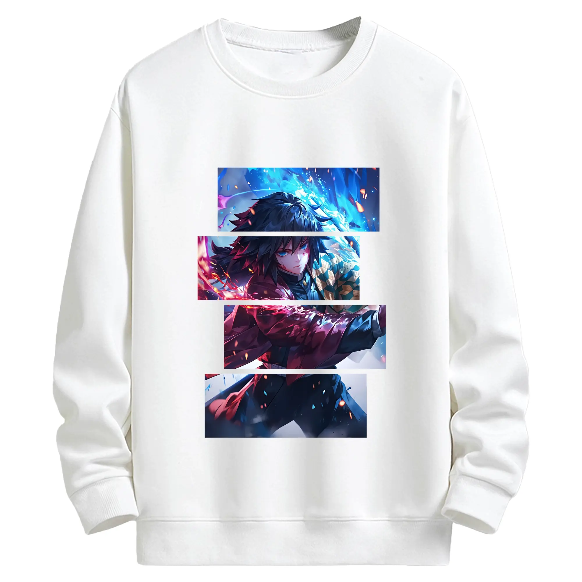 鬼滅の刃 グッズ,冨岡 義勇 - キッズ クルーネックスウェットシャツ ・ フロントプリント ・ 綿80％ ポリエステル20％ ・ 快適 通学 スポーツ 日常使い お散歩用