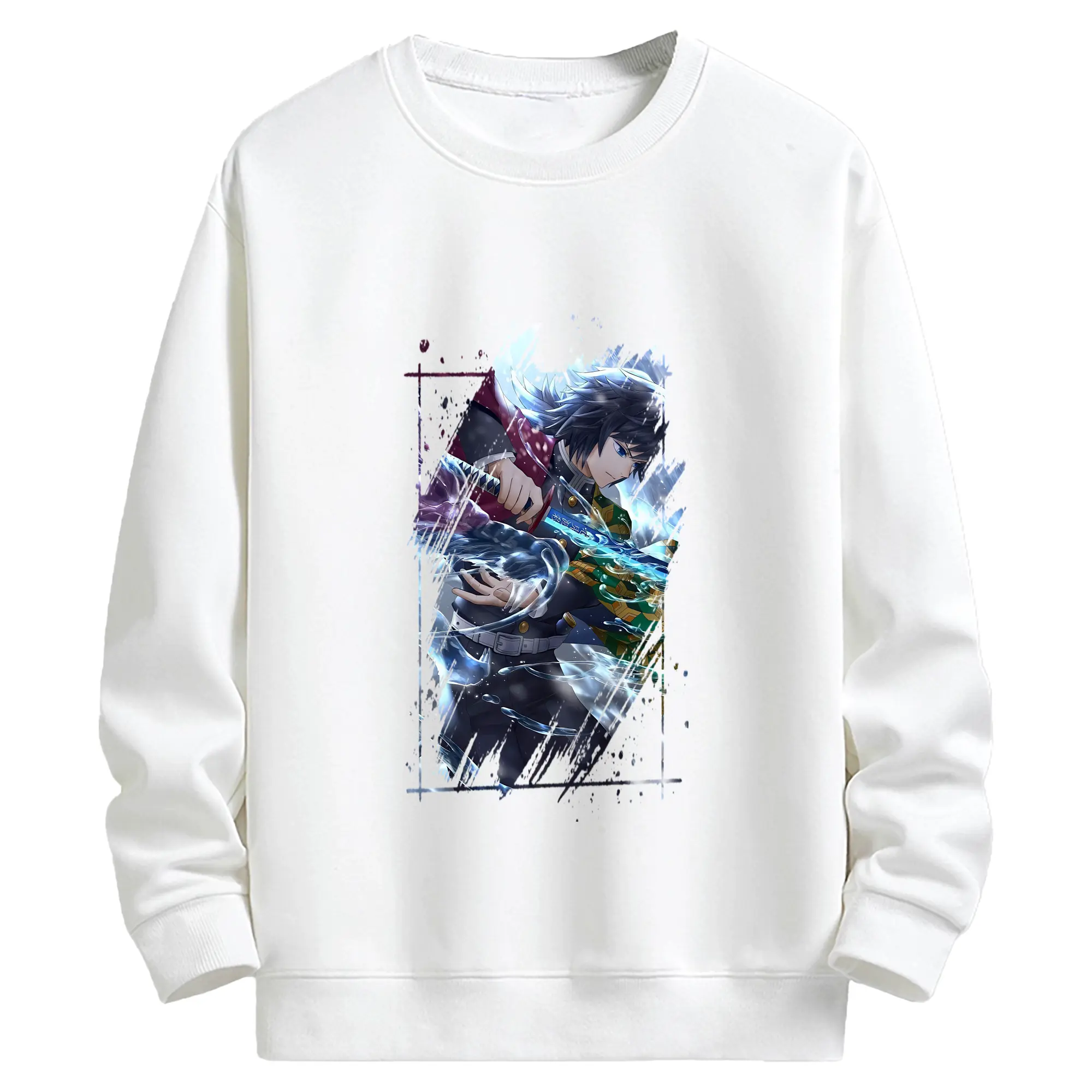 鬼滅の刃 グッズ,冨岡 義勇 - キッズ クルーネックスウェットシャツ ・ フロントプリント ・ 綿80％ ポリエステル20％ ・ 快適 通学 スポーツ 日常使い お散歩用