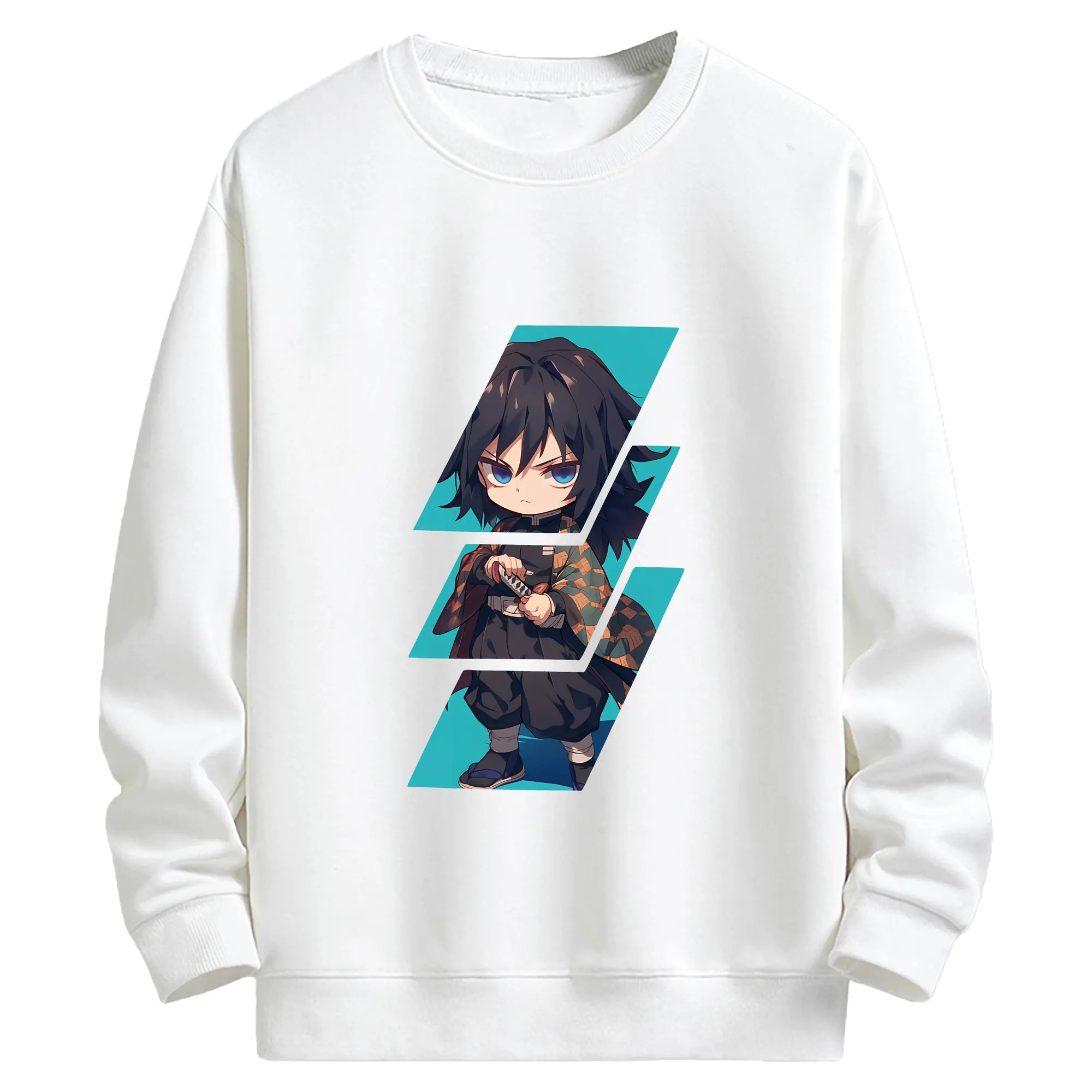 鬼滅の刃 グッズ,冨岡 義勇 - キッズ クルーネックスウェットシャツ ・ フロントプリント ・ 綿80％ ポリエステル20％ ・ 快適 通学 スポーツ 日常使い お散歩用