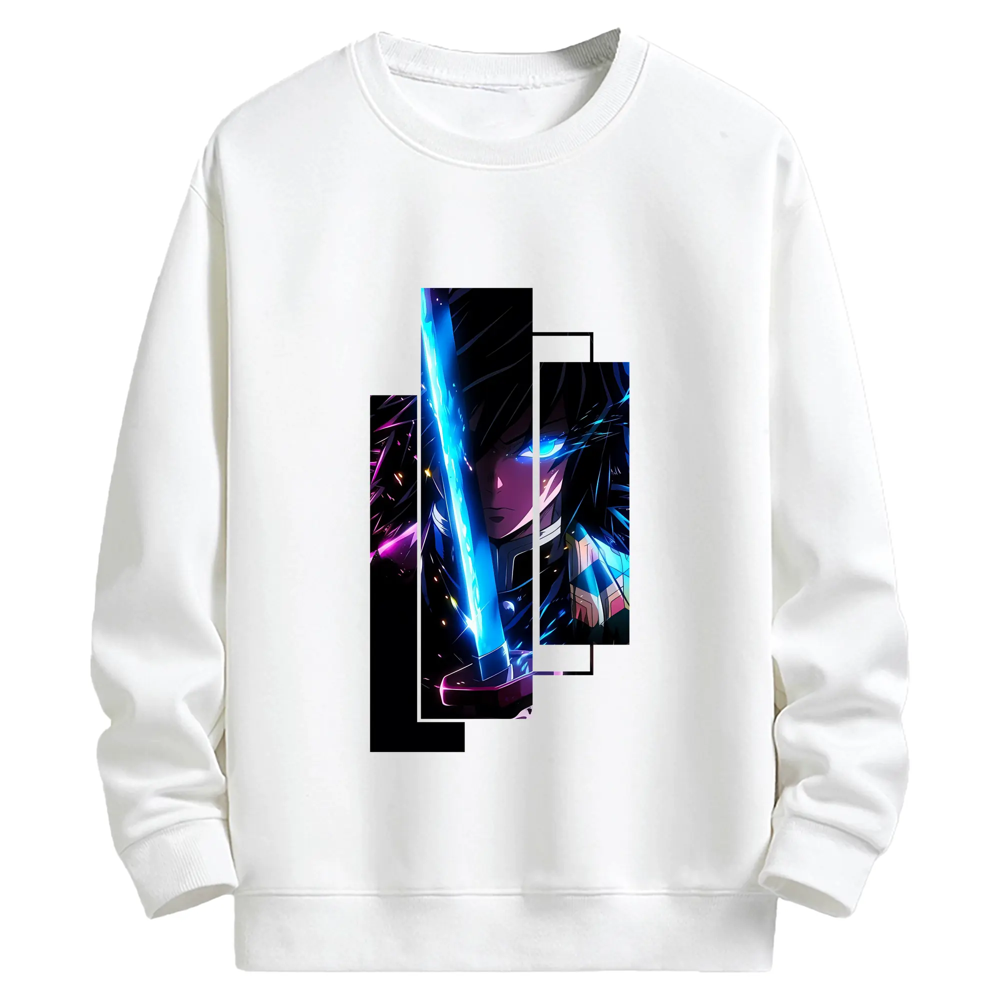 鬼滅の刃 グッズ,冨岡 義勇 - キッズ クルーネックスウェットシャツ ・ フロントプリント ・ 綿80％ ポリエステル20％ ・ 快適 通学 スポーツ 日常使い お散歩用