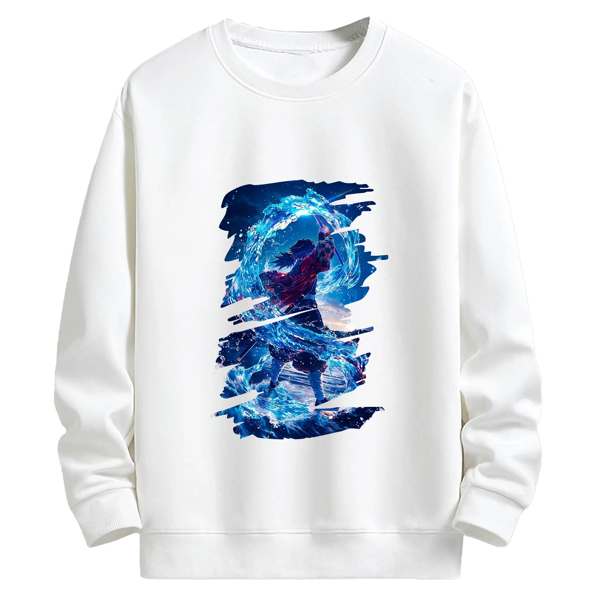 鬼滅の刃 グッズ,冨岡 義勇 - キッズ クルーネックスウェットシャツ ・ フロントプリント ・ 綿80％ ポリエステル20％ ・ 快適 通学 スポーツ 日常使い お散歩用