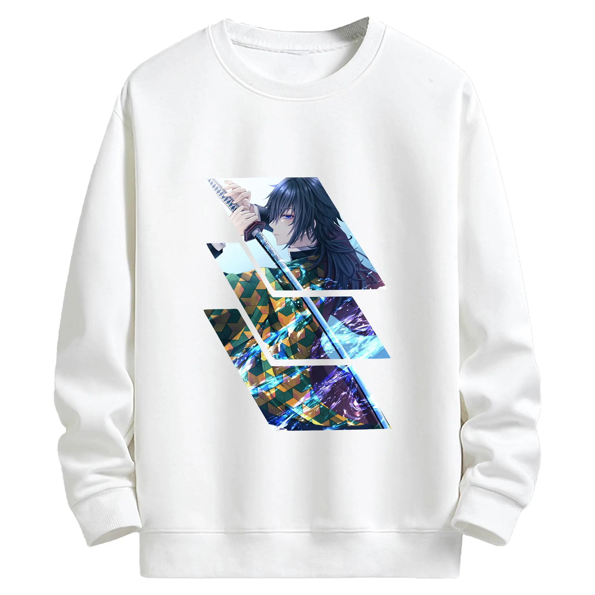 鬼滅の刃 グッズ,冨岡 義勇 - キッズ クルーネックスウェットシャツ ・ フロントプリント ・ 綿80％ ポリエステル20％ ・ 快適 通学 スポーツ 日常使い お散歩用