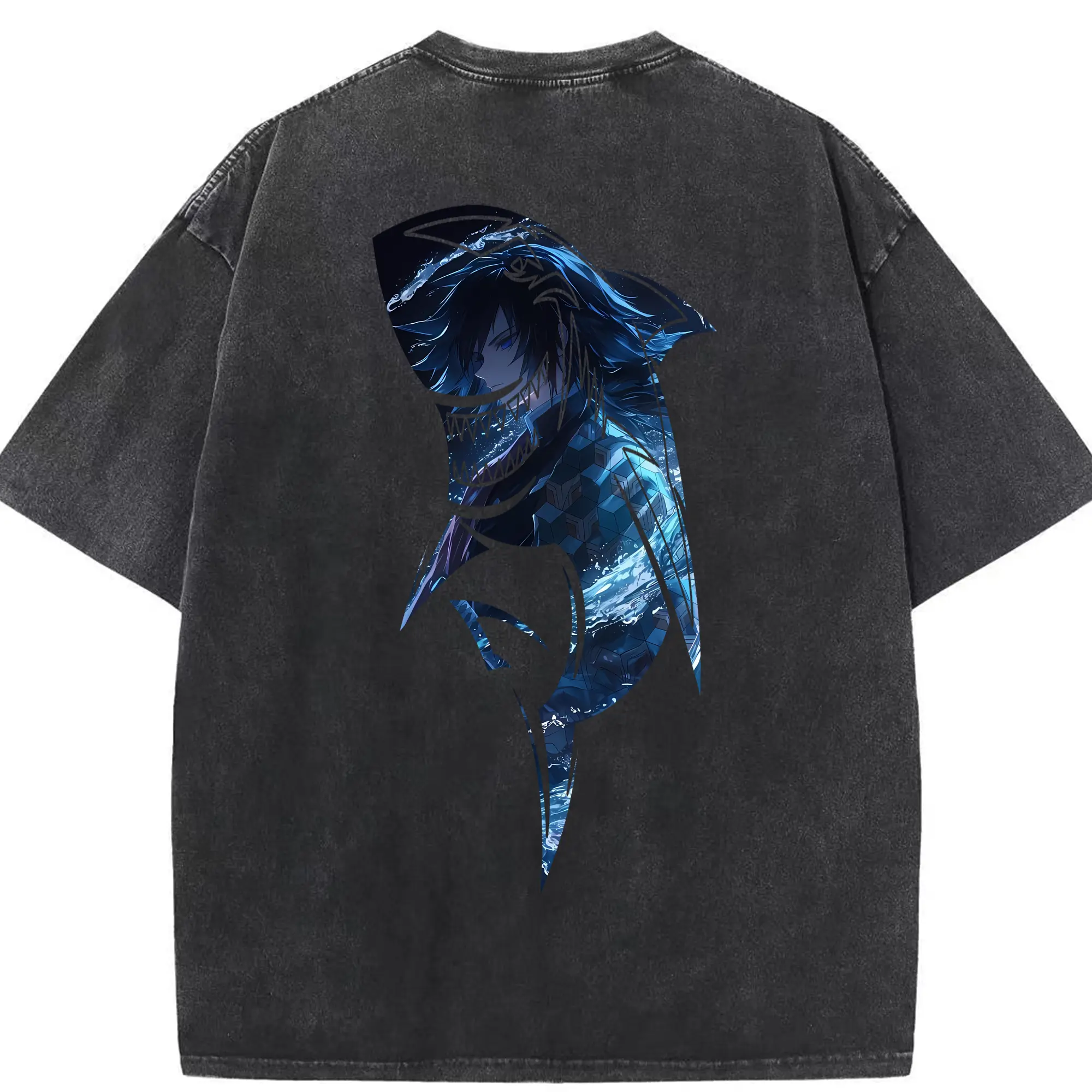 鬼滅の刃 グッズ,冨岡 義勇 - 綿100％ ヴィンテージ風 半袖Tシャツ ・ 背面プリント ・ 柔らか肌触り ・ 通気性 快適 ・ スポーツ カジュアル 外出用