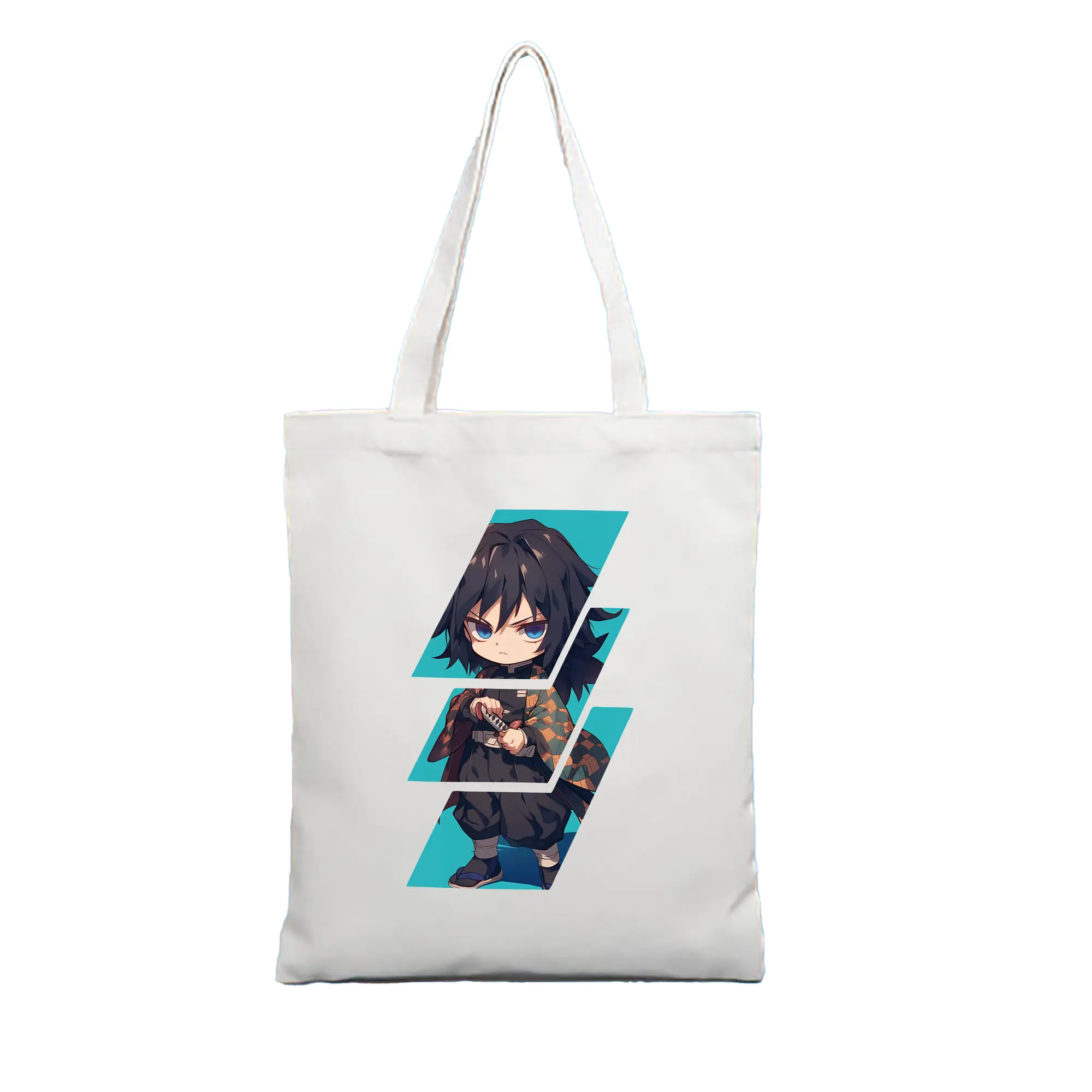 鬼滅の刃 グッズ,冨岡 義勇 - 縦型キャンバス手提げバッグ（トートバッグ） ・ キャンバス素材 ・ ショッピング用 ・ 軽量 丈夫 お手入れ簡単