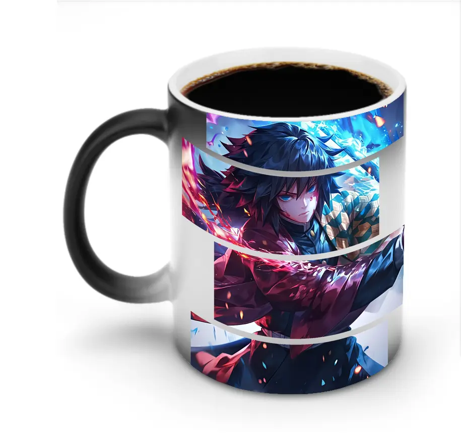 鬼滅の刃 グッズ,冨岡 義勇 - 変色マグカップ ・ セラミック ・ 熱転写プリント ・ 耐久性 高品質 ・ ギフト・自宅用 コーヒー お茶