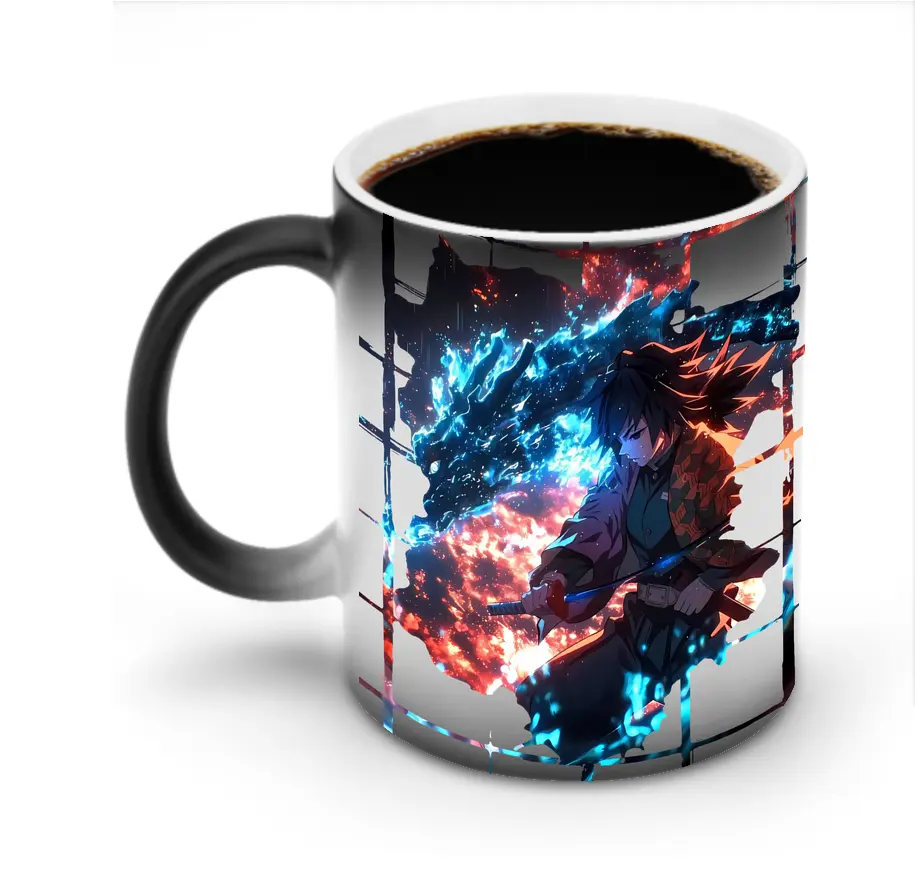 鬼滅の刃 グッズ,冨岡 義勇 - 変色マグカップ ・ セラミック ・ 熱転写プリント ・ 耐久性 高品質 ・ ギフト・自宅用 コーヒー お茶