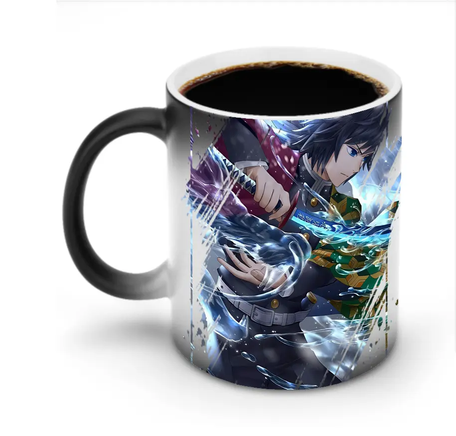 鬼滅の刃 グッズ,冨岡 義勇 - 変色マグカップ ・ セラミック ・ 熱転写プリント ・ 耐久性 高品質 ・ ギフト・自宅用 コーヒー お茶