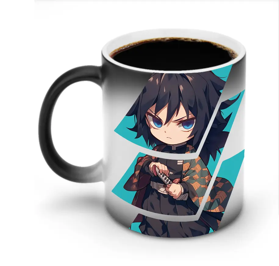 鬼滅の刃 グッズ,冨岡 義勇 - 変色マグカップ ・ セラミック ・ 熱転写プリント ・ 耐久性 高品質 ・ ギフト・自宅用 コーヒー お茶