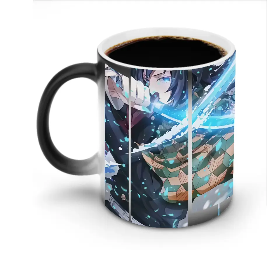 鬼滅の刃 グッズ,冨岡 義勇 - 変色マグカップ ・ セラミック ・ 熱転写プリント ・ 耐久性 高品質 ・ ギフト・自宅用 コーヒー お茶
