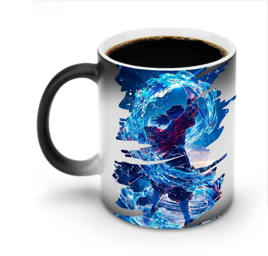 鬼滅の刃 グッズ,冨岡 義勇 - 変色マグカップ ・ セラミック ・ 熱転写プリント ・ 耐久性 高品質 ・ ギフト・自宅用 コーヒー お茶