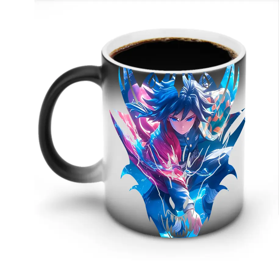 鬼滅の刃 グッズ,冨岡 義勇 - 変色マグカップ ・ セラミック ・ 熱転写プリント ・ 耐久性 高品質 ・ ギフト・自宅用 コーヒー お茶