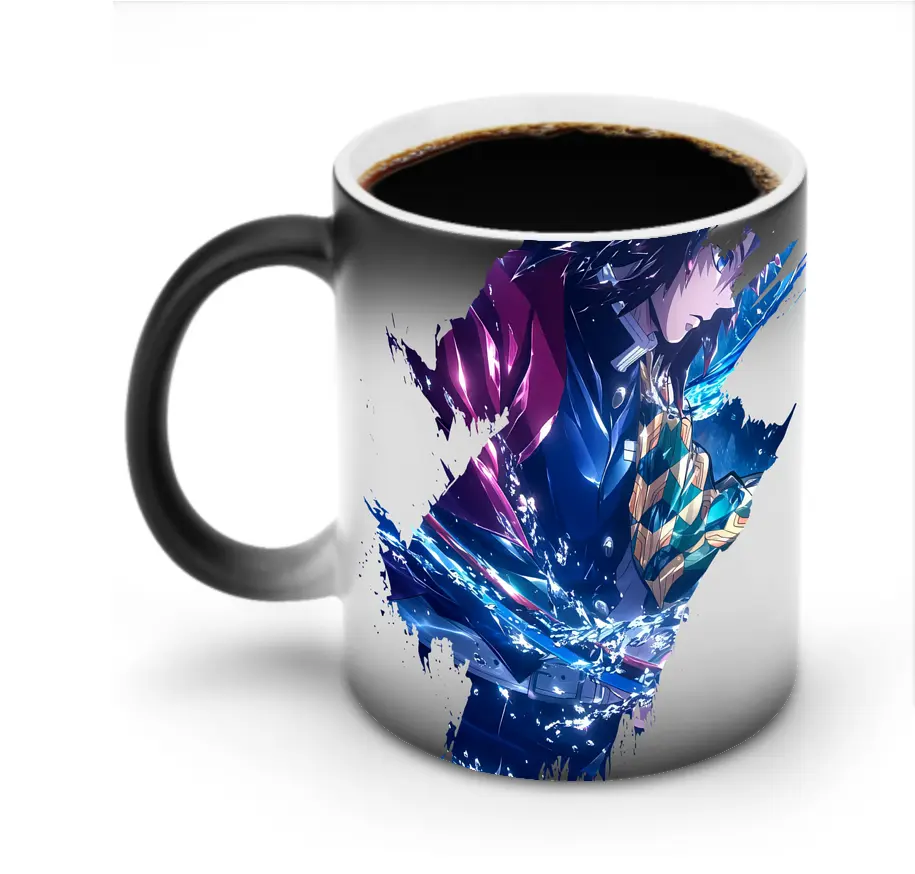 鬼滅の刃 グッズ,冨岡 義勇 - 変色マグカップ ・ セラミック ・ 熱転写プリント ・ 耐久性 高品質 ・ ギフト・自宅用 コーヒー お茶