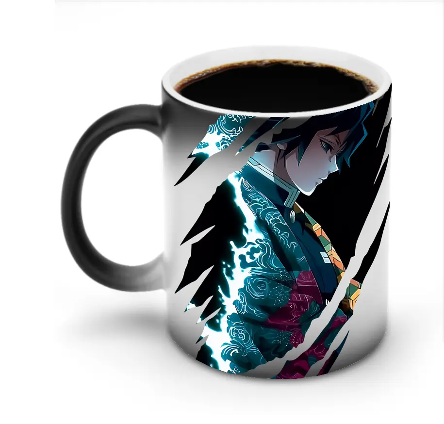 鬼滅の刃 グッズ,冨岡 義勇 - 変色マグカップ ・ セラミック ・ 熱転写プリント ・ 耐久性 高品質 ・ ギフト・自宅用 コーヒー お茶