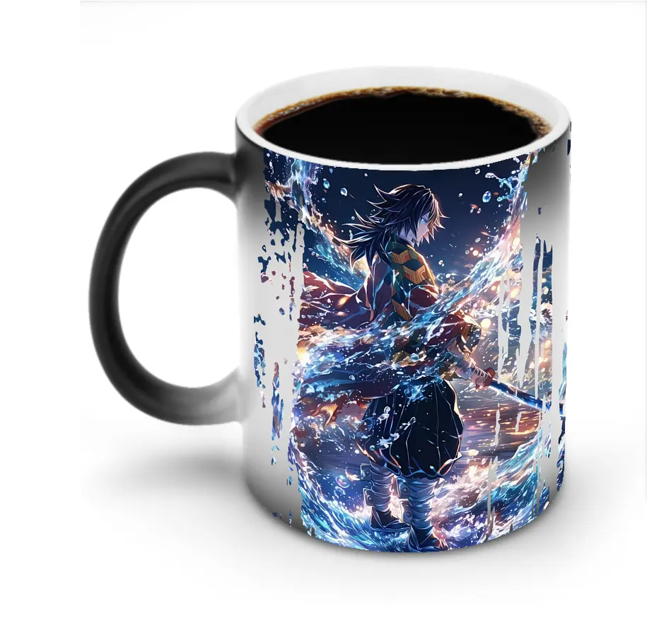 鬼滅の刃 グッズ,冨岡 義勇 - 変色マグカップ ・ セラミック ・ 熱転写プリント ・ 耐久性 高品質 ・ ギフト・自宅用 コーヒー お茶