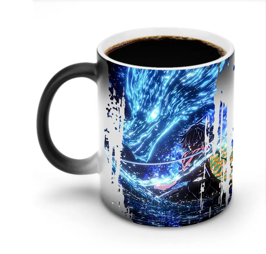 鬼滅の刃 グッズ,冨岡 義勇 - 変色マグカップ ・ セラミック ・ 熱転写プリント ・ 耐久性 高品質 ・ ギフト・自宅用 コーヒー お茶