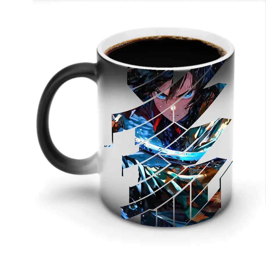 鬼滅の刃 グッズ,冨岡 義勇 - 変色マグカップ ・ セラミック ・ 熱転写プリント ・ 耐久性 高品質 ・ ギフト・自宅用 コーヒー お茶