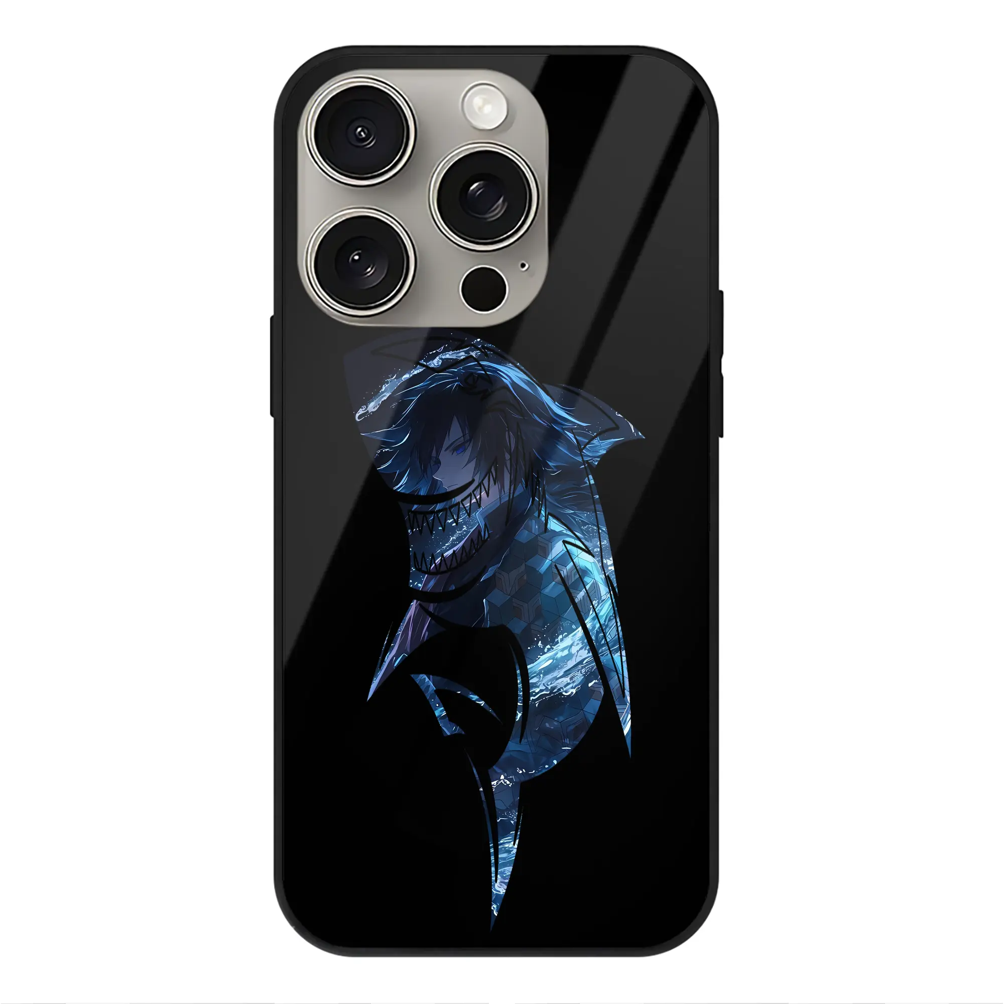 鬼滅の刃 グッズ,冨岡 義勇 - IPhone15Pro対応 ・ スマホケース ・ 背面ガラス ・ TPU+強化ガラス ・ 耐衝撃 ・ 黄変防止 ・ ワイヤレス充電対応 ・ 3D立体ボタン