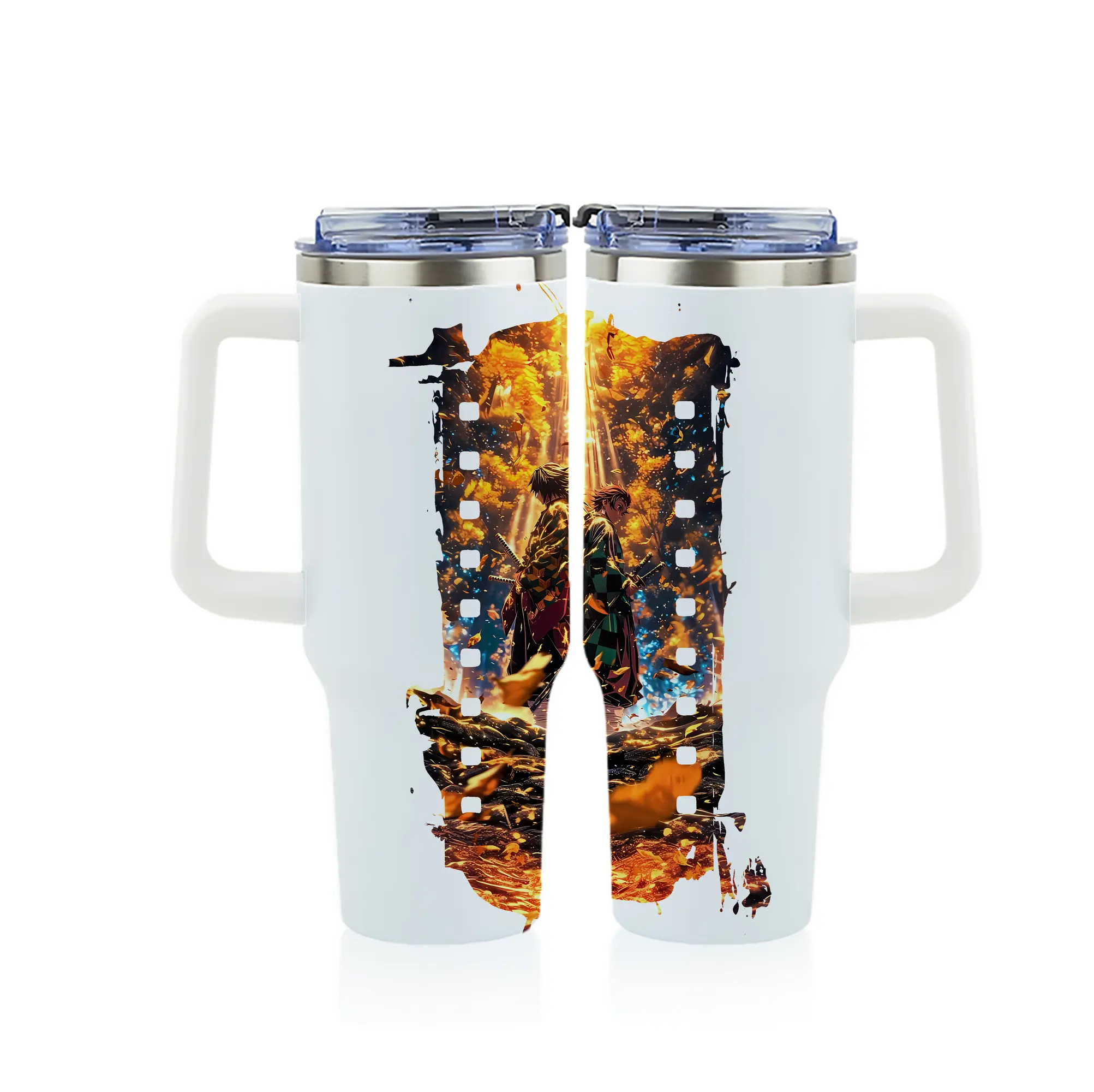 鬼滅の刃 グッズ,竈門 炭治郎 - 1200mL フルプリント車用タンブラー ・ 304ステンレス 内側 ・ 201ステンレス 外側 ・ 保温 保冷 ・ 通勤 ドライブ アウトドア用