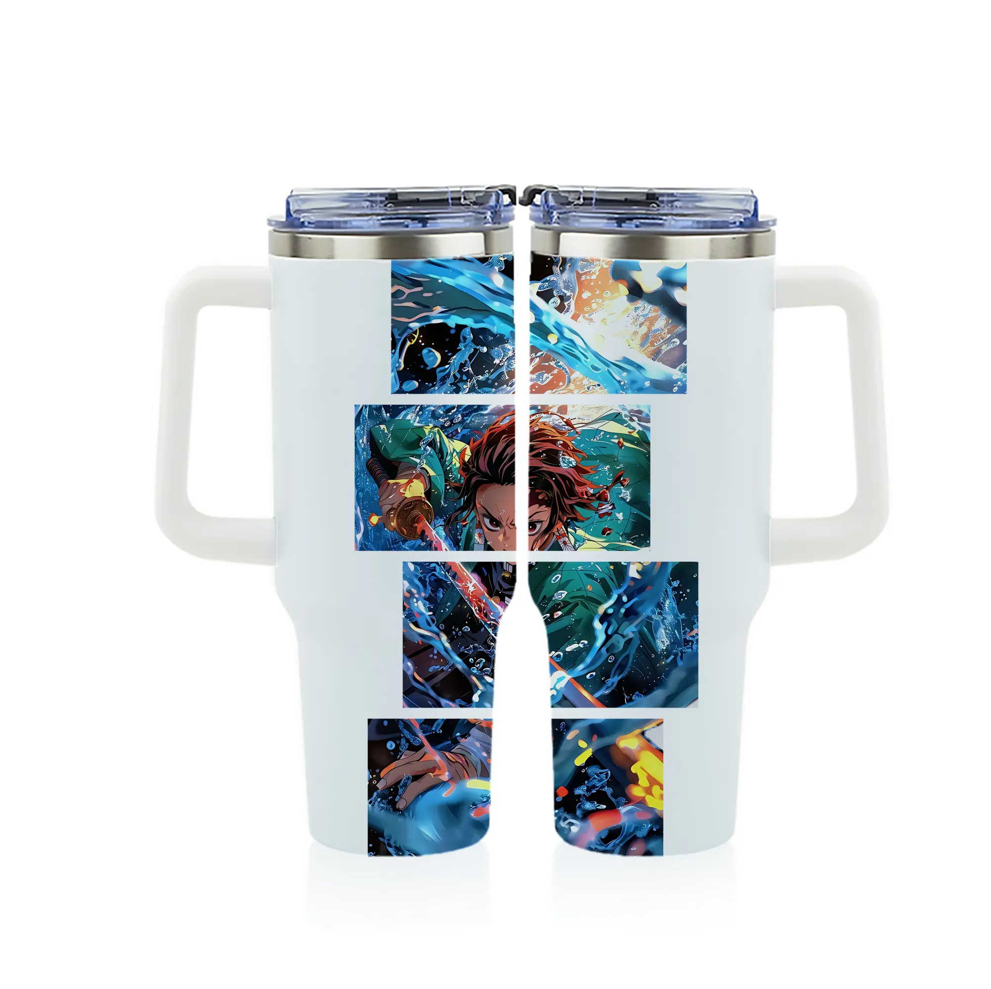 鬼滅の刃 グッズ,竈門 炭治郎 - 1200mL フルプリント車用タンブラー ・ 304ステンレス 内側 ・ 201ステンレス 外側 ・ 保温 保冷 ・ 通勤 ドライブ アウトドア用