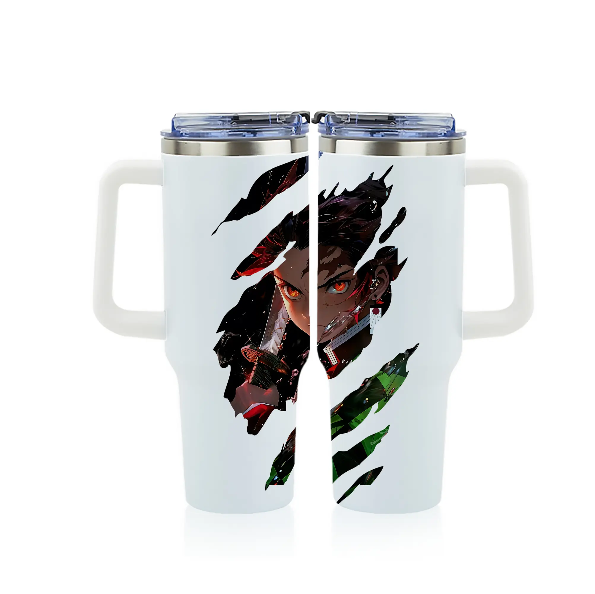 鬼滅の刃 グッズ,竈門 炭治郎 - 1200mL フルプリント車用タンブラー ・ 304ステンレス 内側 ・ 201ステンレス 外側 ・ 保温 保冷 ・ 通勤 ドライブ アウトドア用