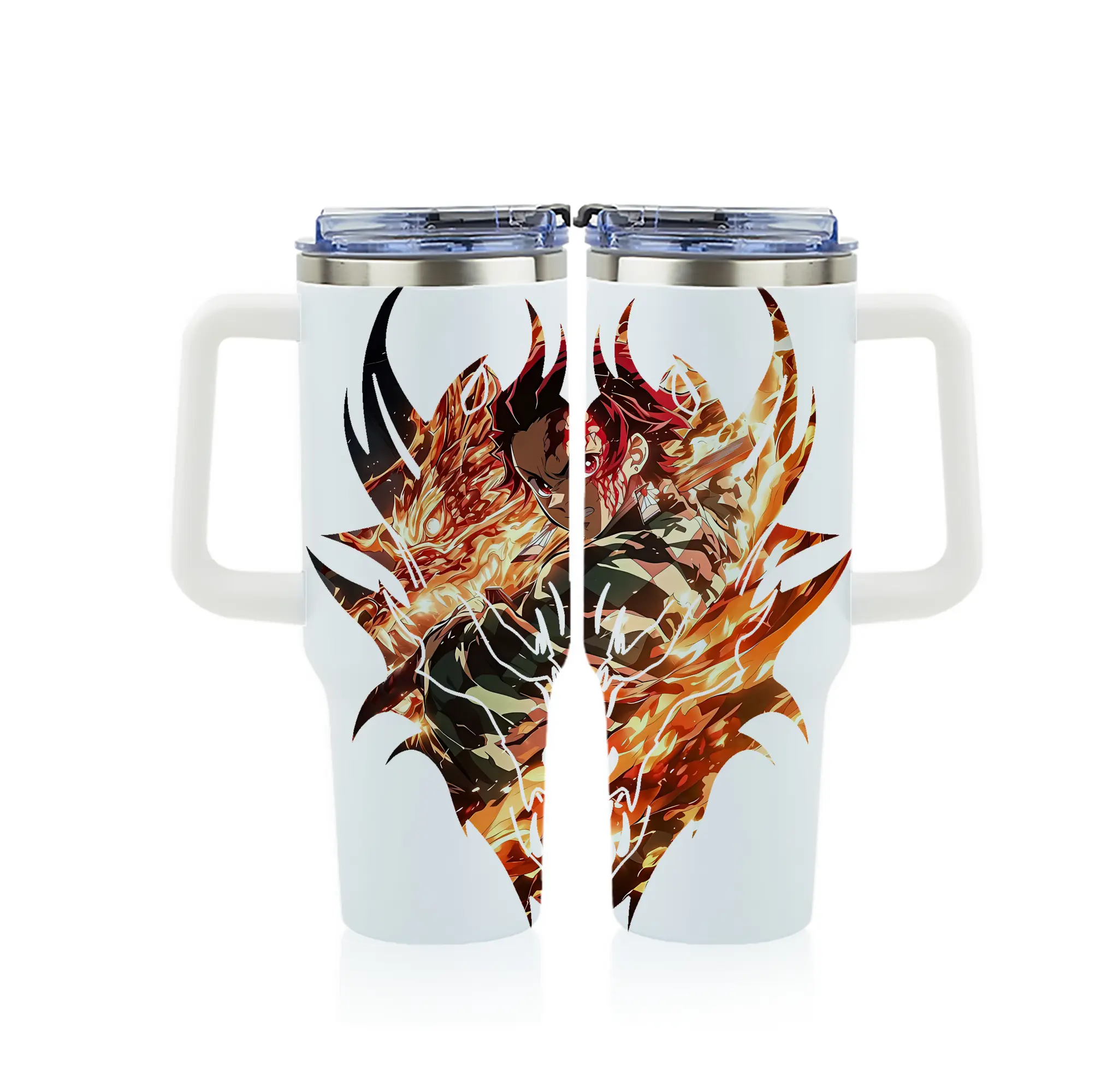 鬼滅の刃 グッズ,竈門 炭治郎 - 1200mL フルプリント車用タンブラー ・ 304ステンレス 内側 ・ 201ステンレス 外側 ・ 保温 保冷 ・ 通勤 ドライブ アウトドア用